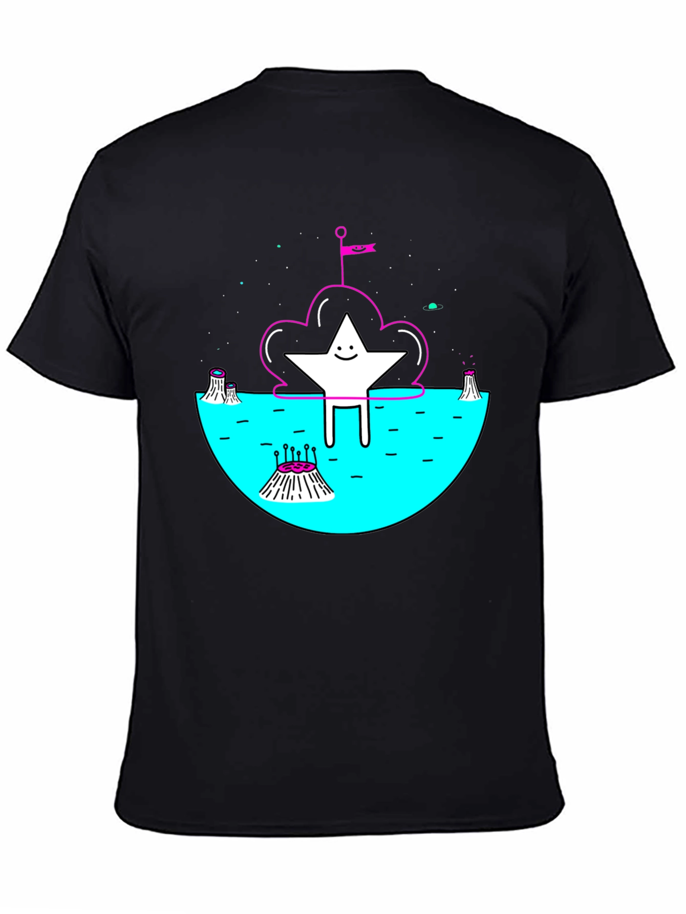 Black Cosmic Star Graphic Tee - Unique Design view 4
