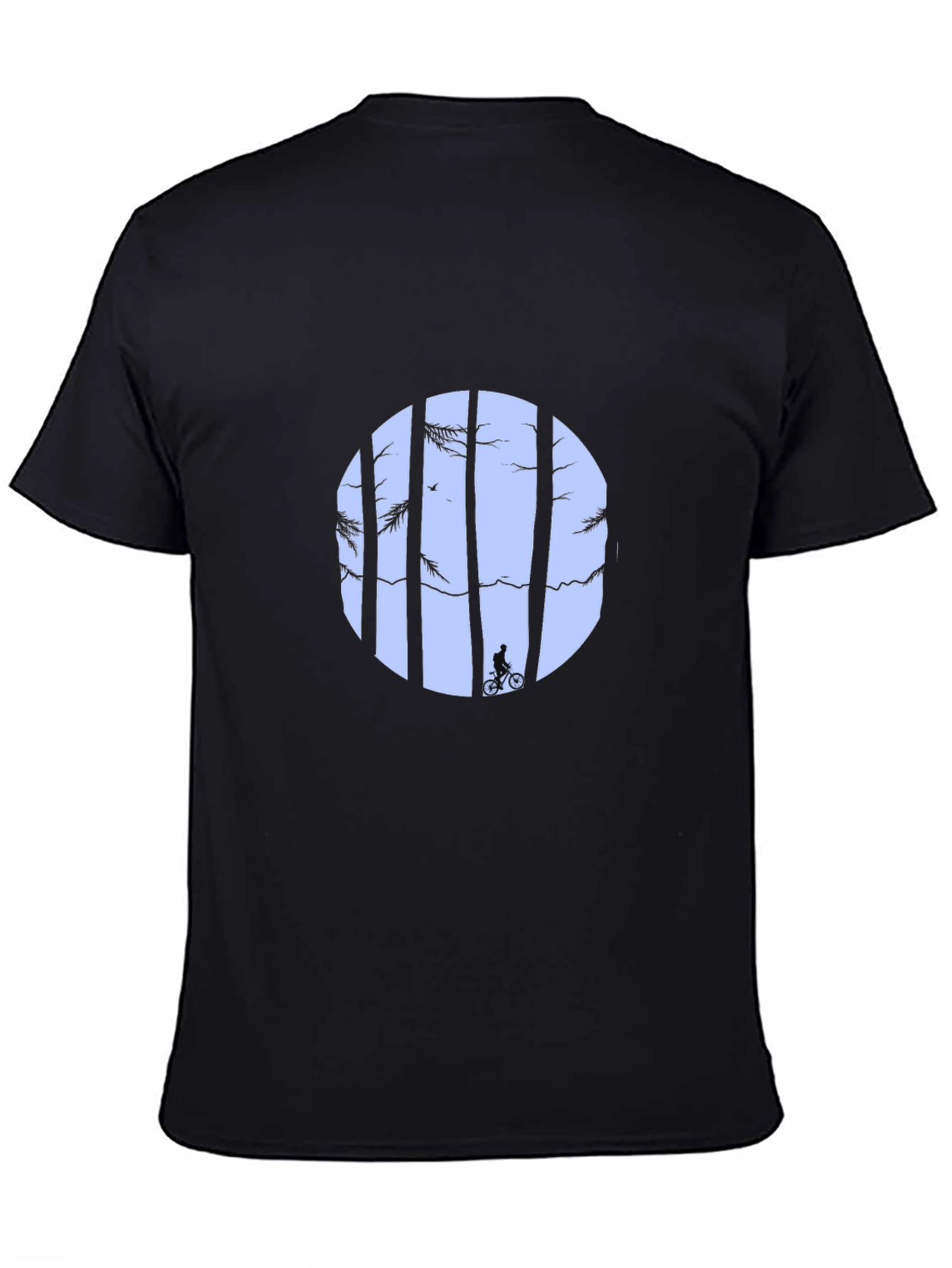 Black Silhouette Cyclist Black T-Shirt view 4