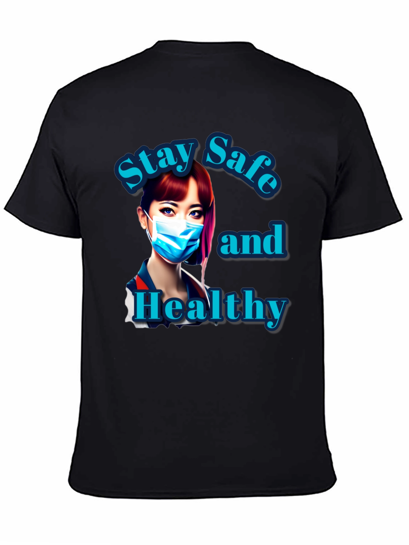 Black Stay Safe and Healthy Graphic Tee view 4