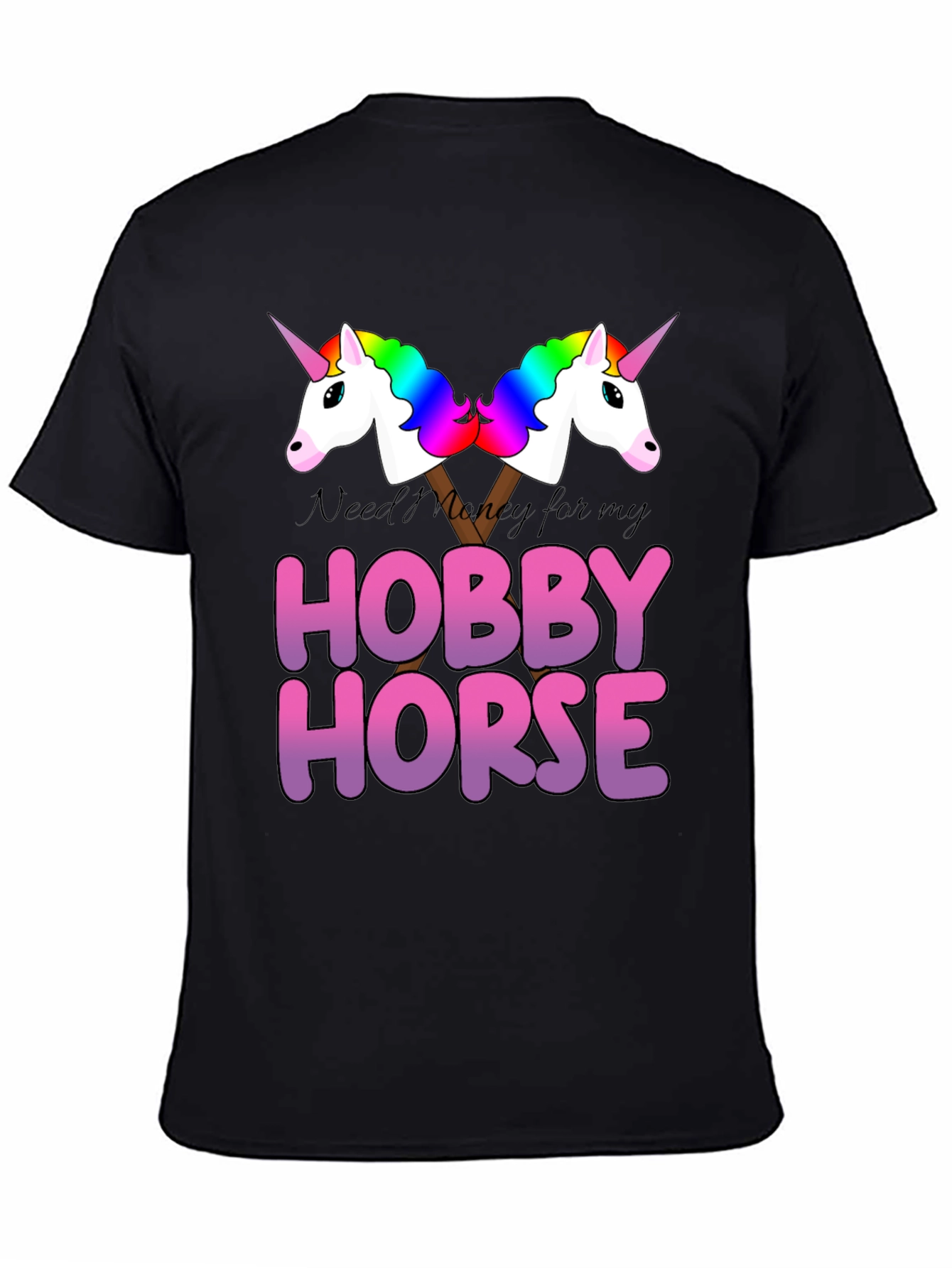Black Hobby Horse Unicorn Graphic T-Shirt view 4