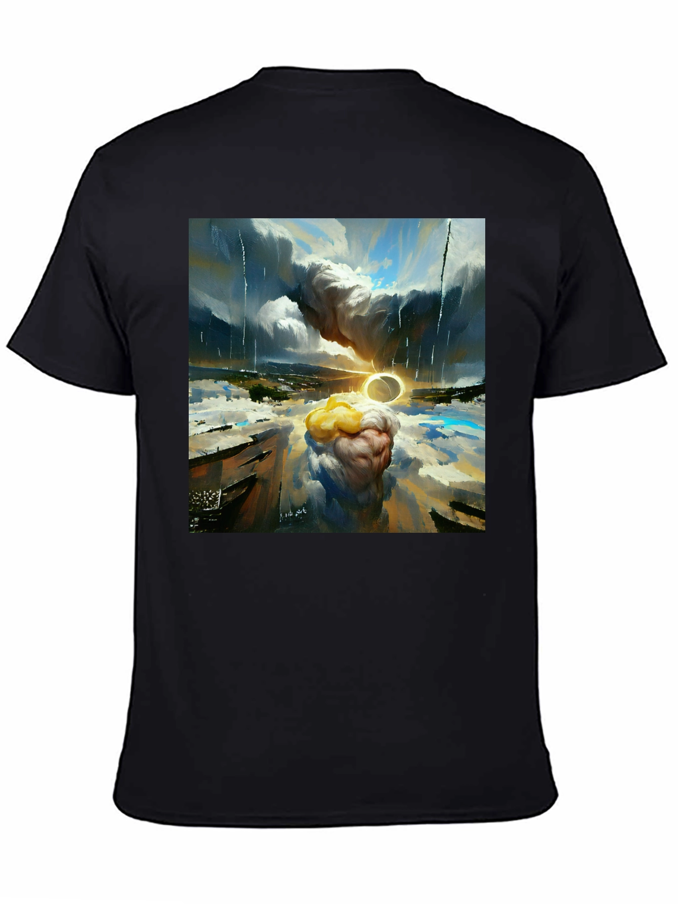 Black Surreal Art T-Shirt - Dreamscape Design view 4