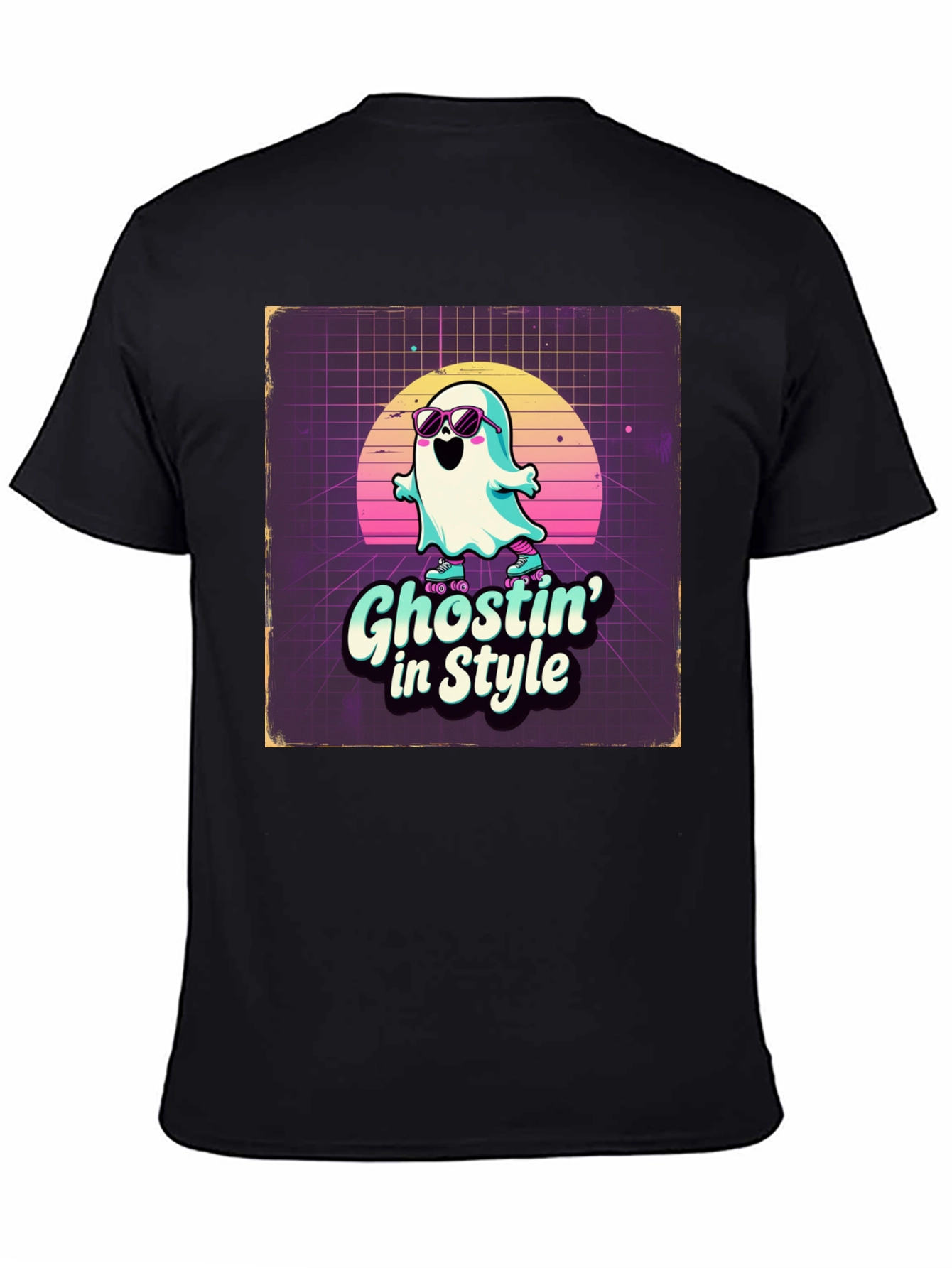 Black Ghostin' in Style Retro T-Shirt view 4
