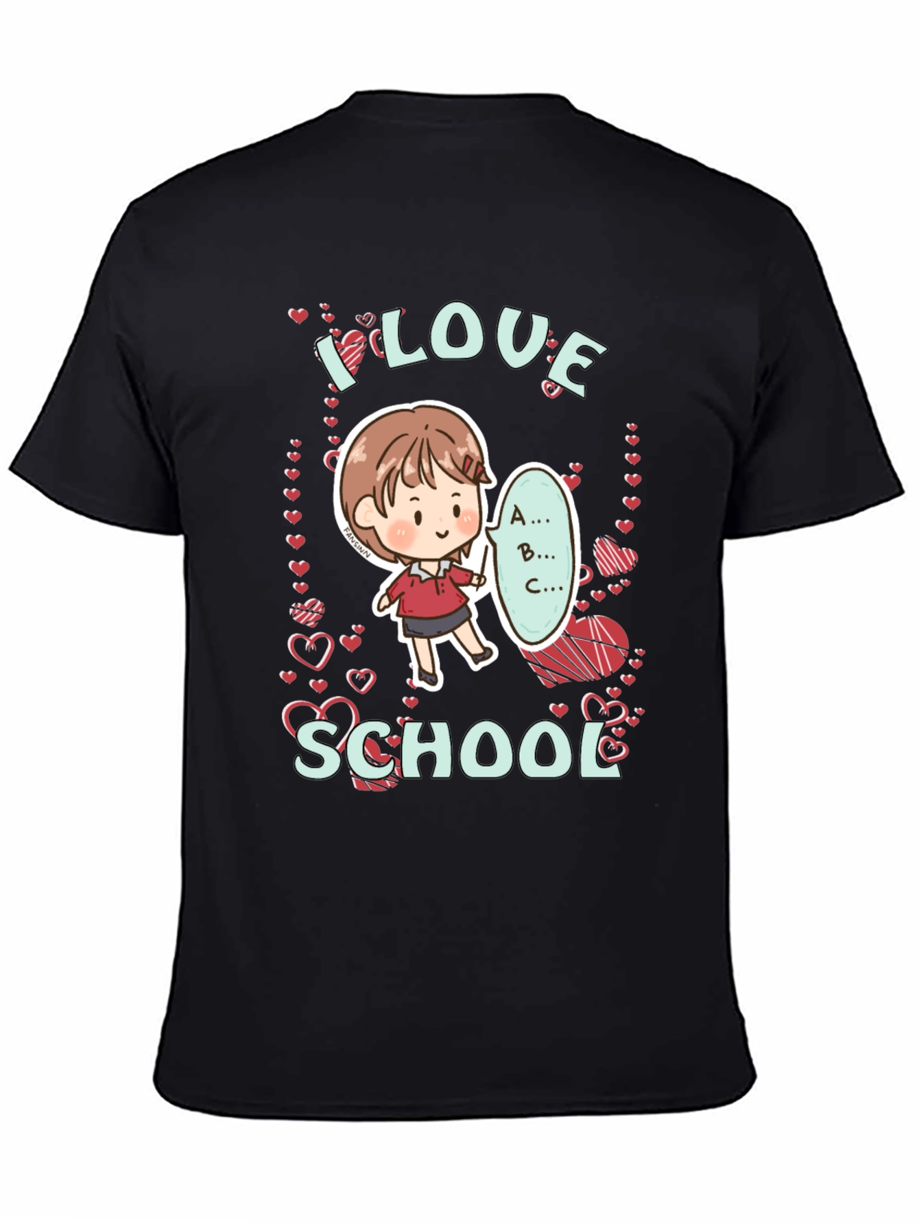 Black I Love School T-Shirt view 4