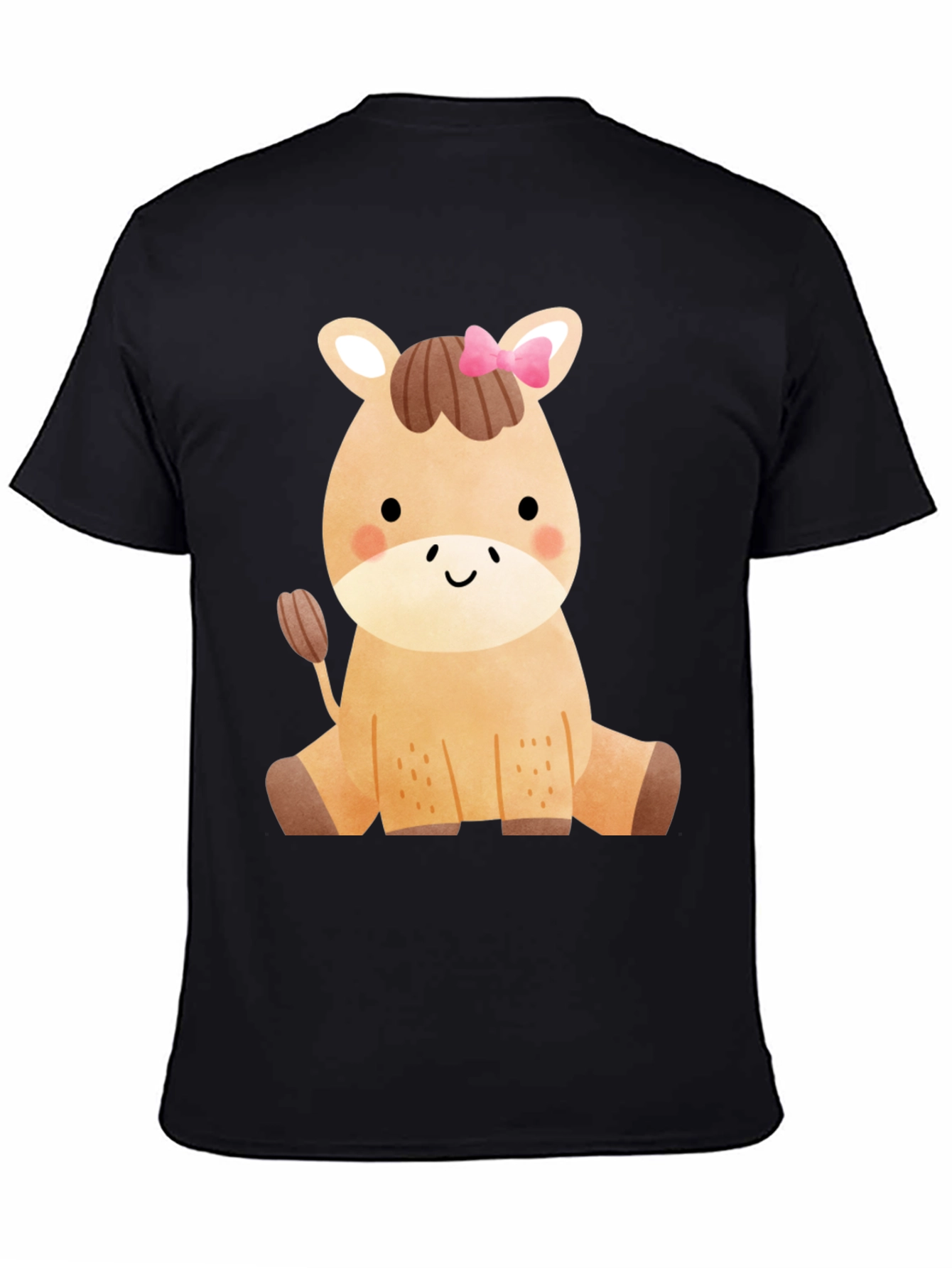 Black Cute Horse Graphic T-Shirt - Fun Animal Tee view 4