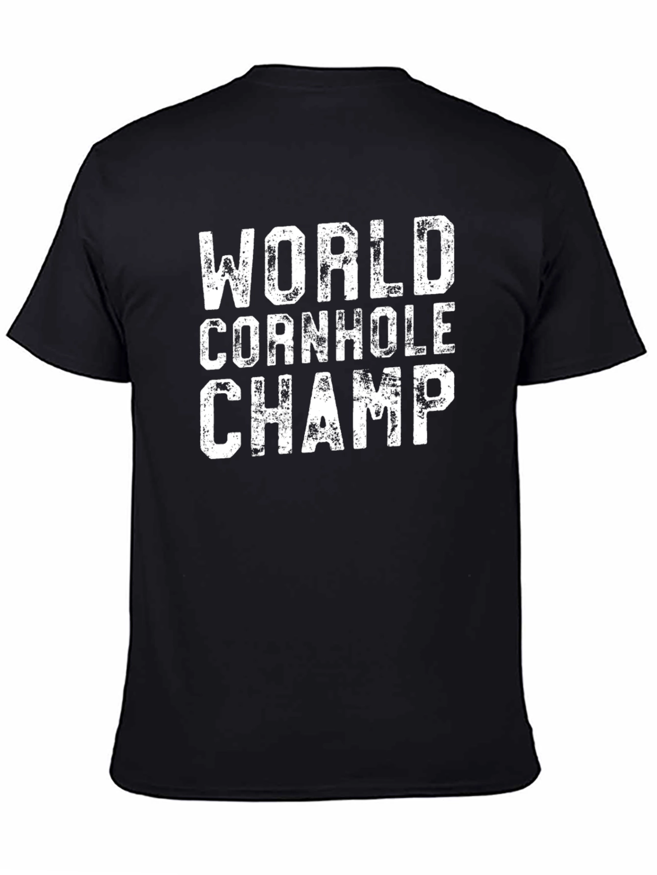 Black World Cornhole Champ Graphic Tee - Casual Black T-Shirt view 4
