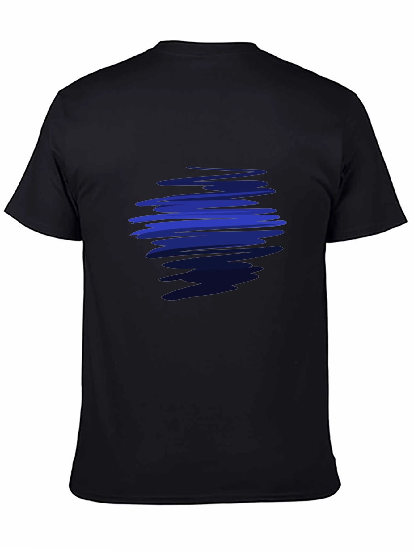 Black Abstract Blue Graphic Print Black T-Shirt view 4