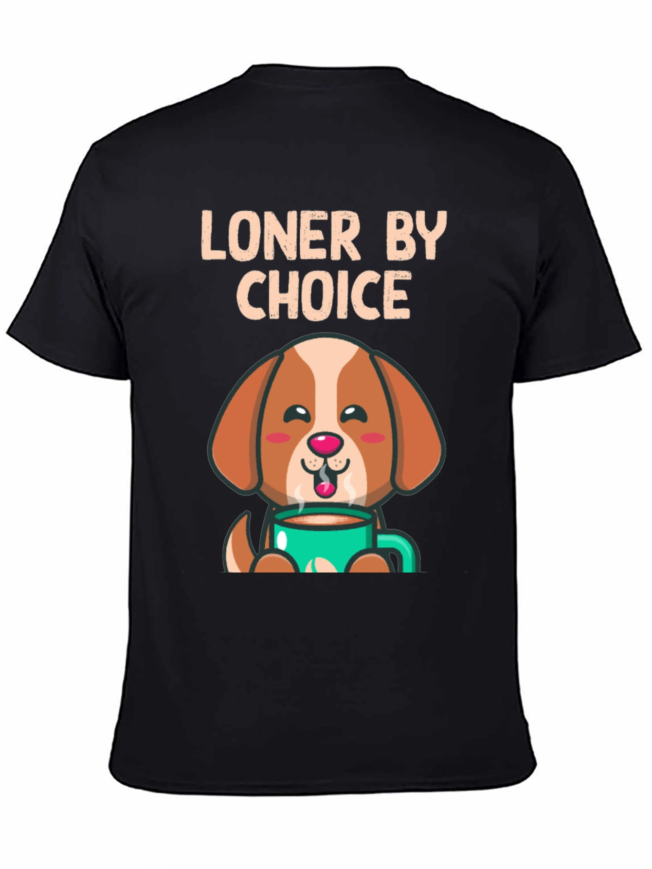 Black Loner By Choice Dog Coffee T-Shirt view 4