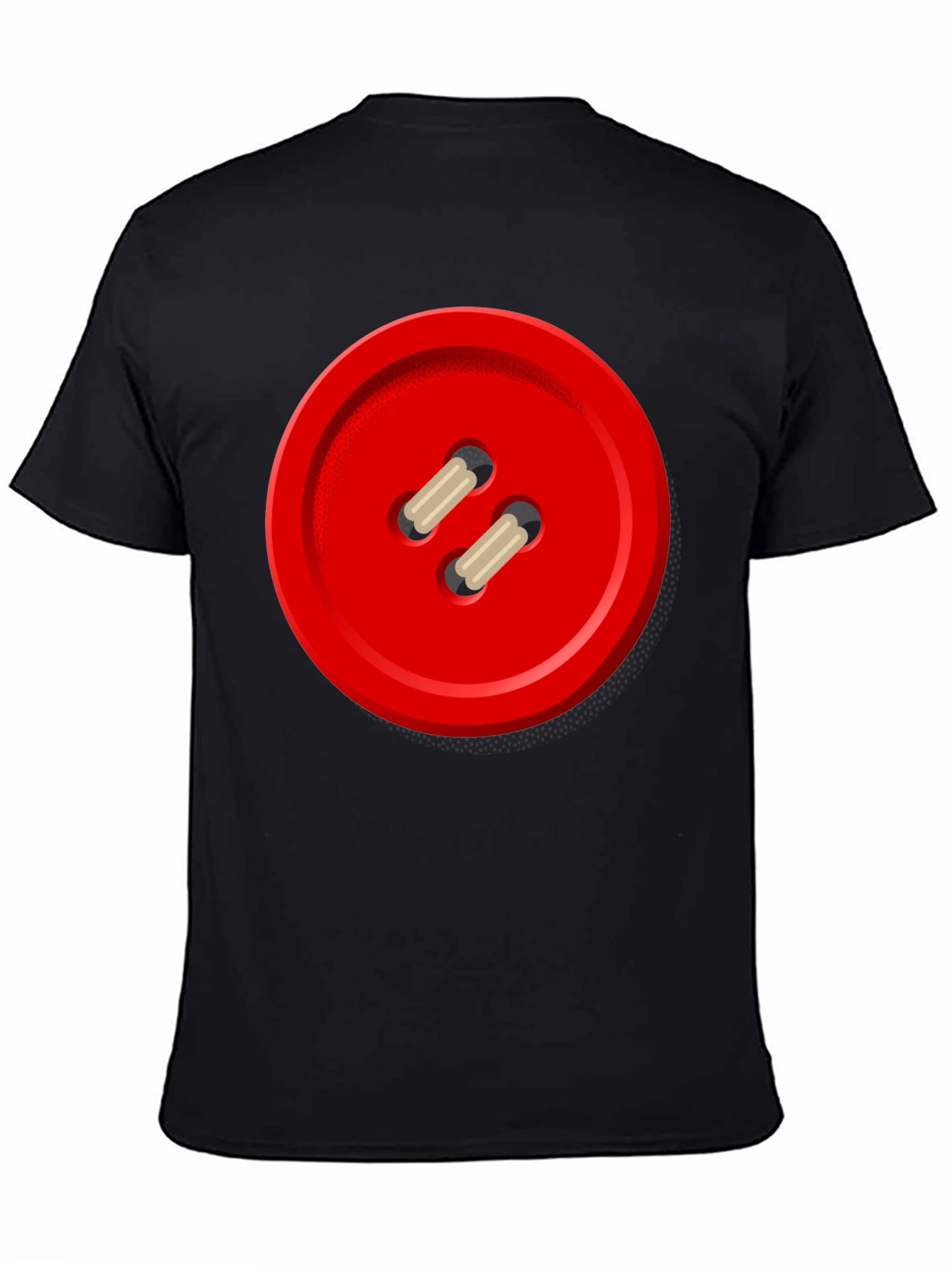 Black Red Button Graphic Tee - Unique Novelty Shirt view 4