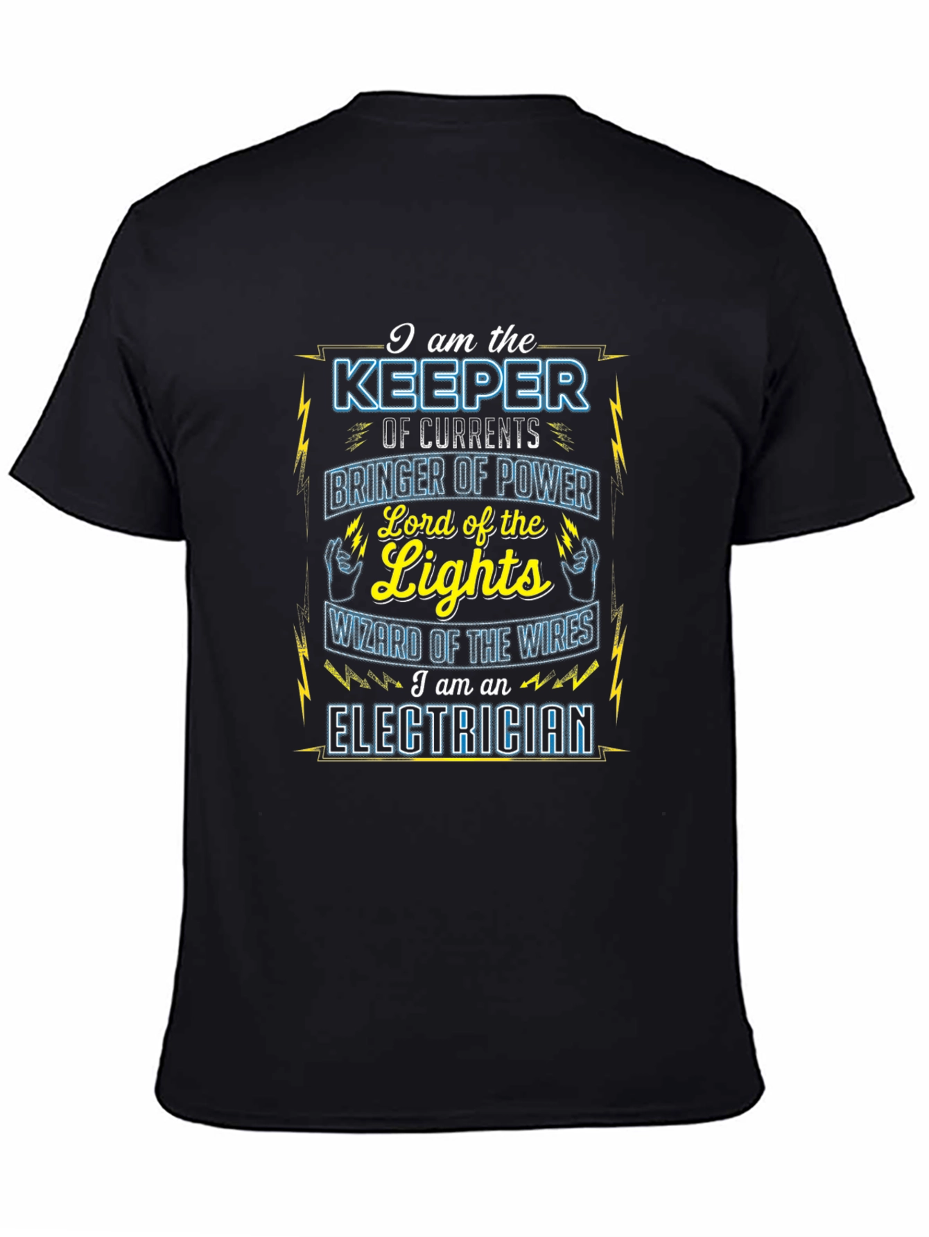 Black Electrician Keeper of Currents Black T-Shirt view 4