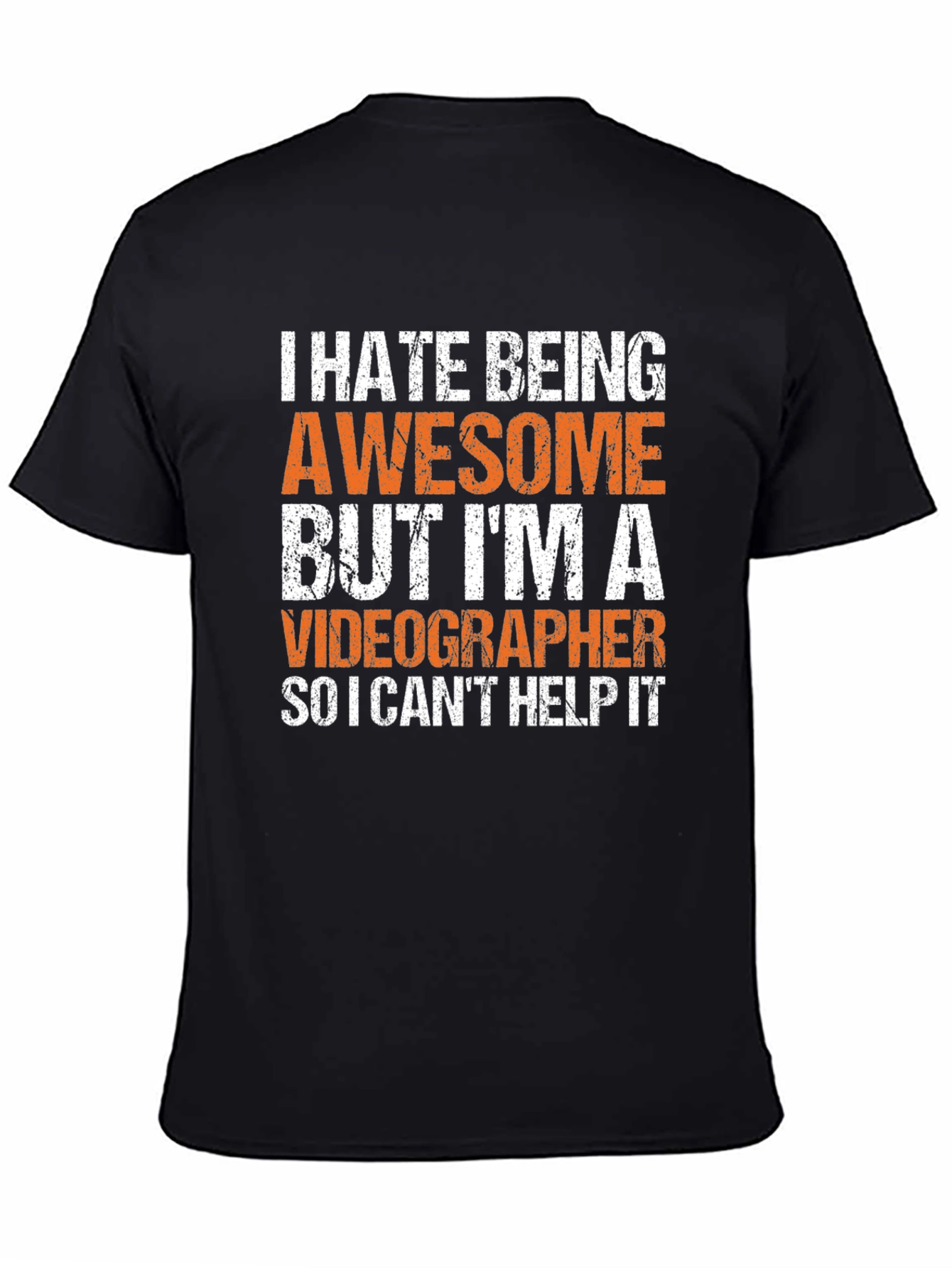 Black Awesome Videographer Graphic Tee - Black Cotton T-Shirt view 4