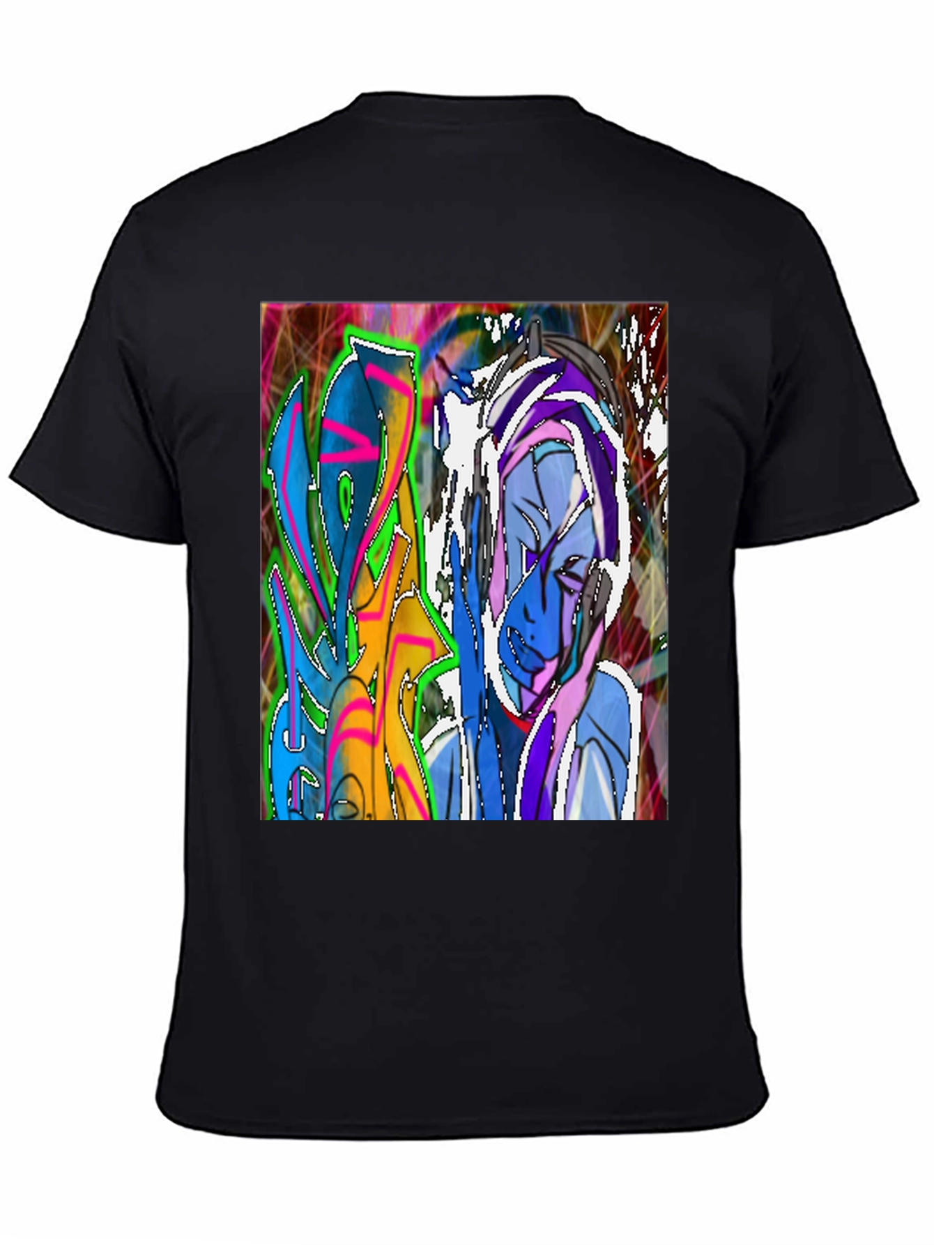 Black Abstract Graffiti Art T-Shirt - Street Style Tee view 4