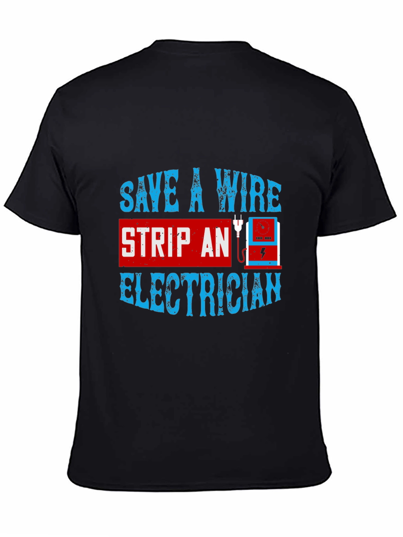 Black Electrician T-Shirt: Save A Wire Humor Tee view 4