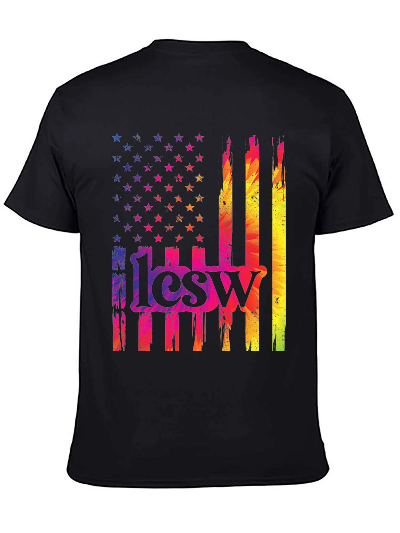 Black Rainbow American Flag 1lcsw T-Shirt view 4