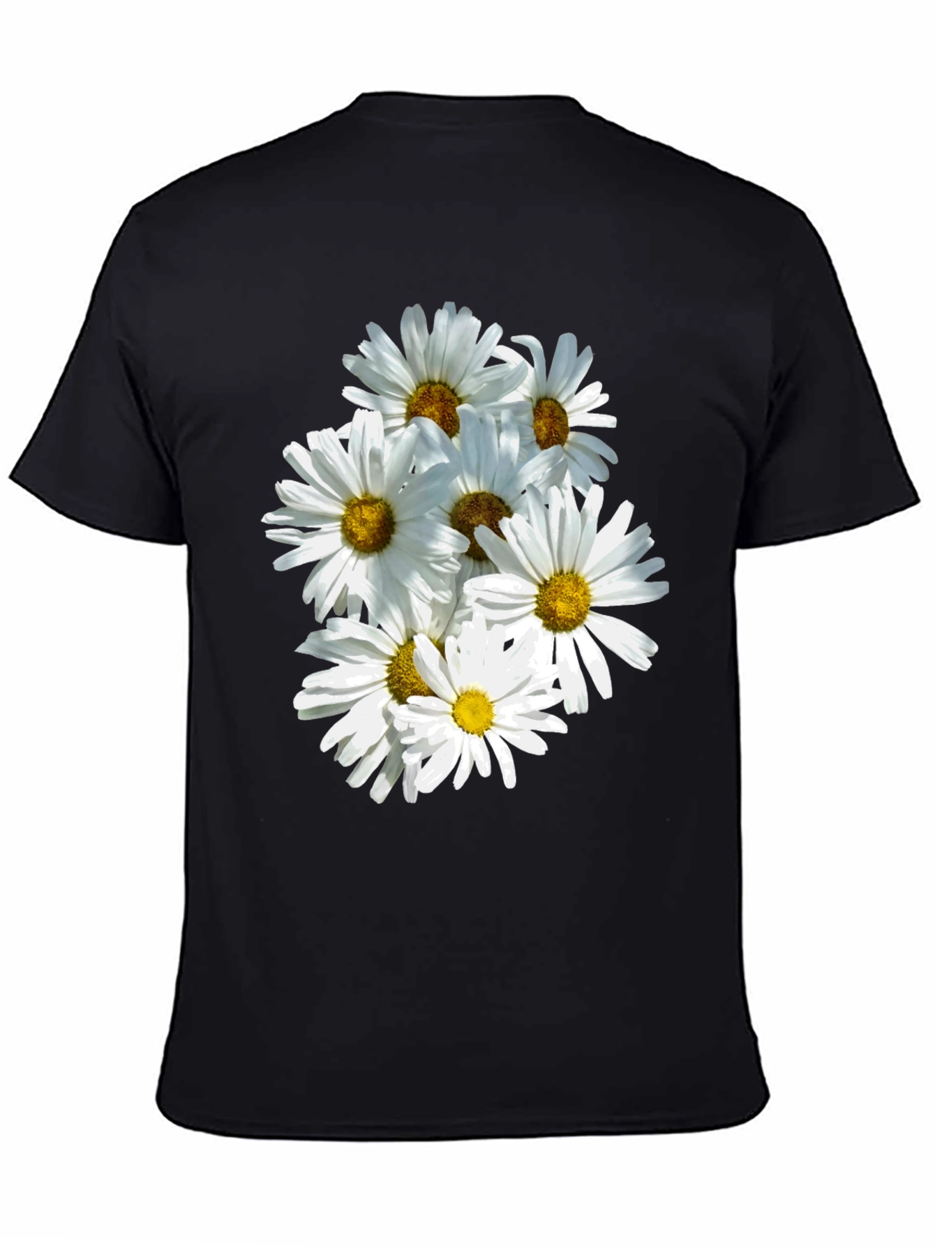 Black Daisy Flower Graphic Black T-Shirt view 4