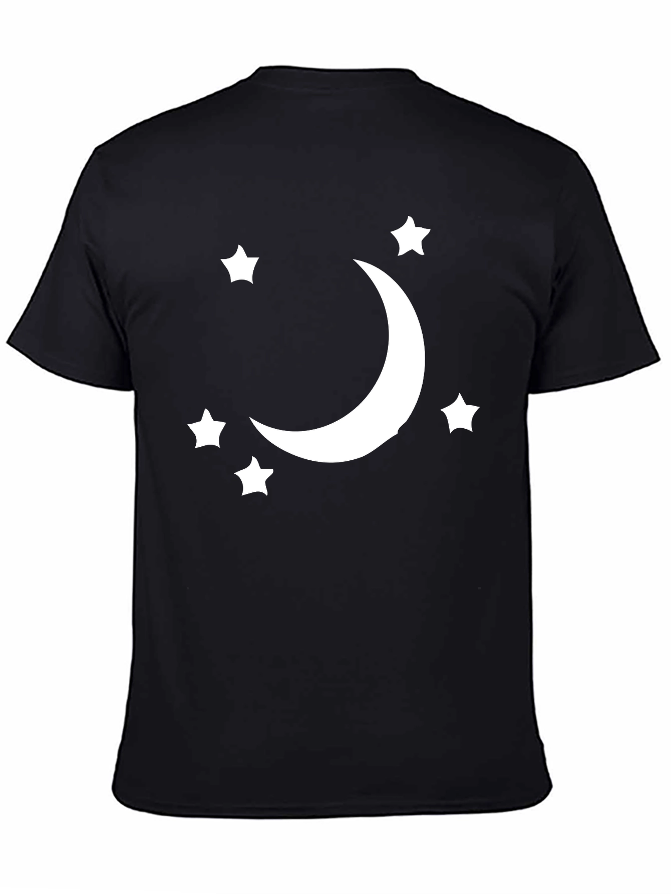 Black Crescent Moon & Stars Graphic Tee - Black Cotton Blend view 4
