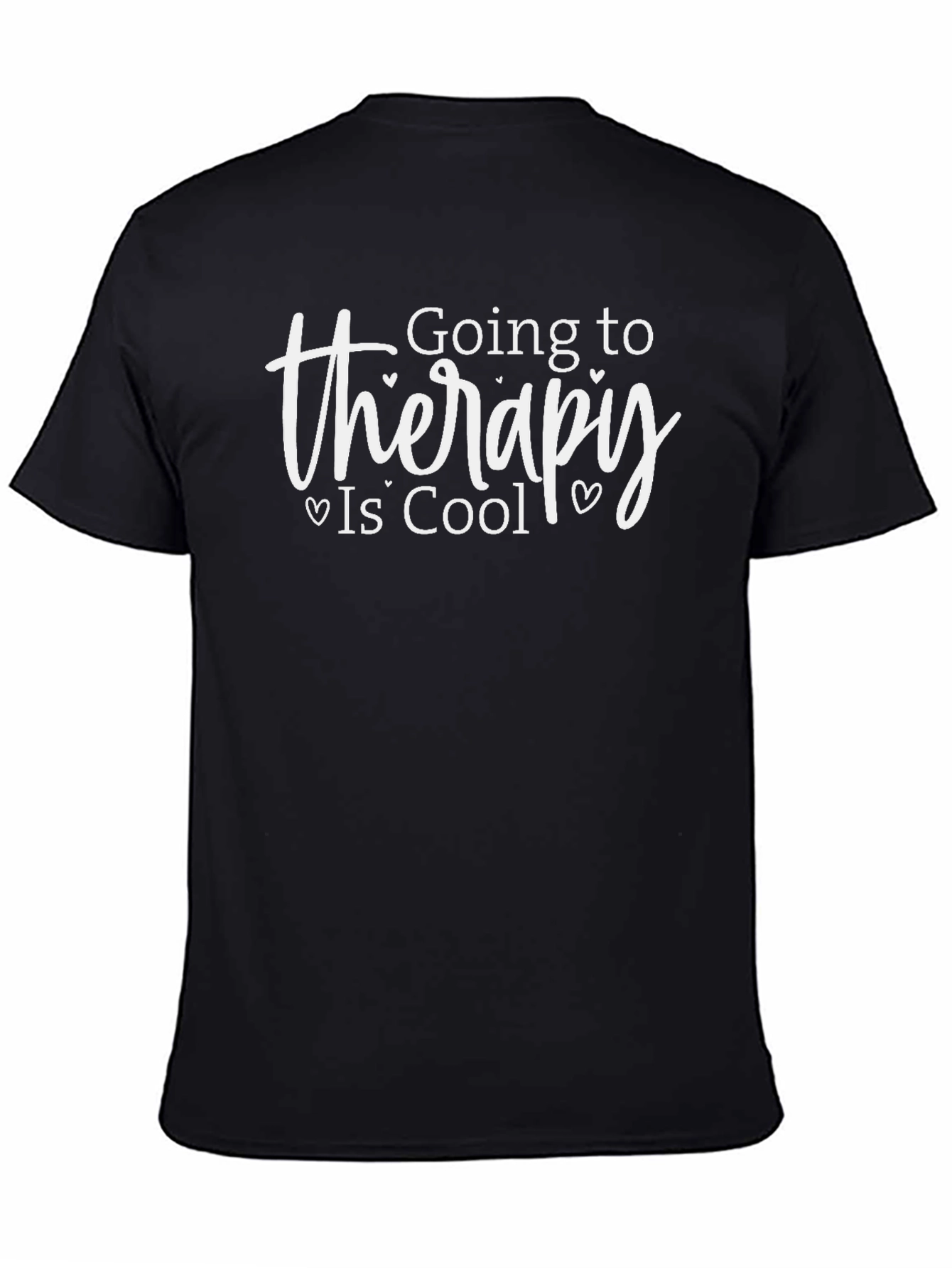 Black Therapy Is Cool Graphic Tee - Black Casual T-Shirt view 4