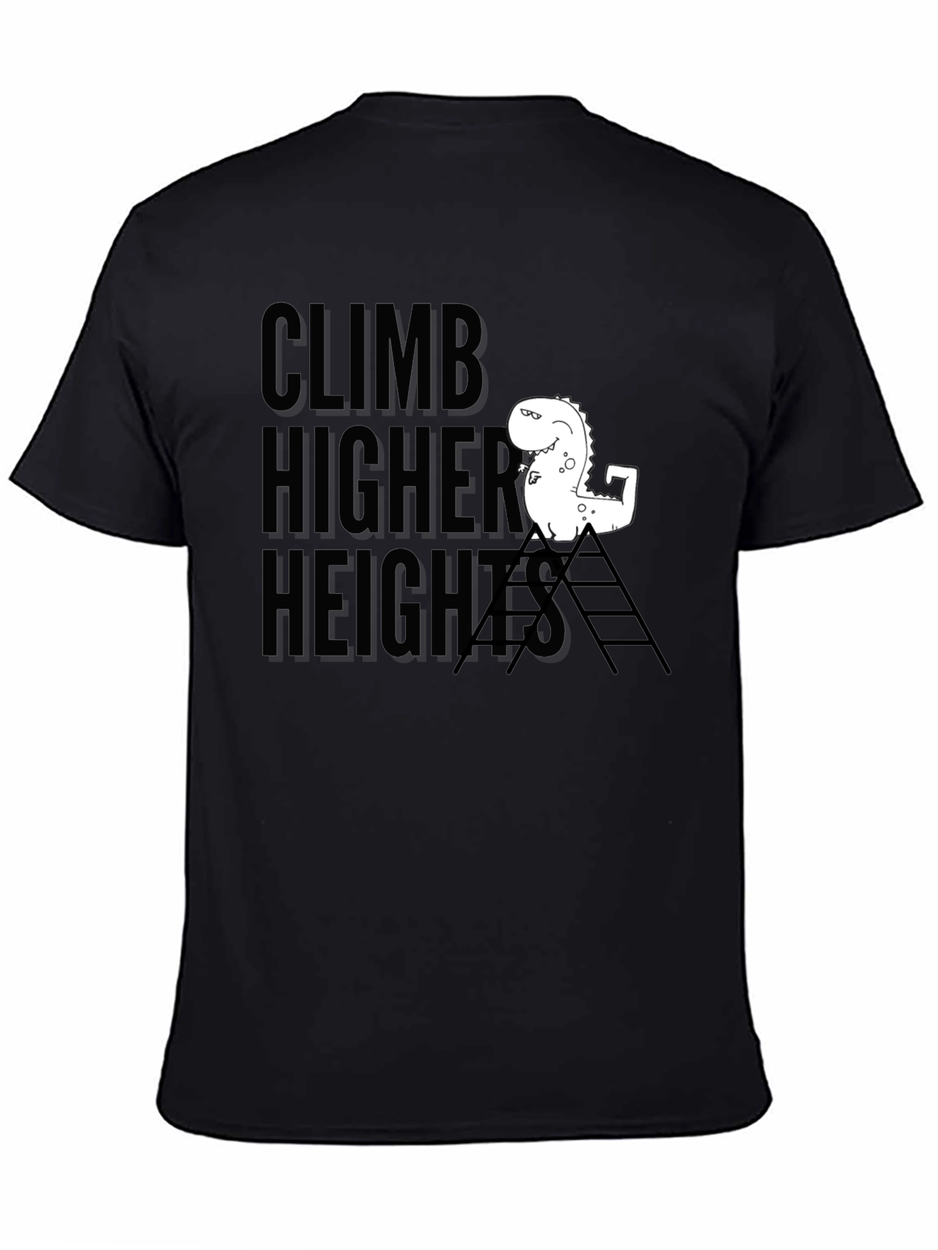 Black Climb Higher Heights Dino Graphic Tee view 4