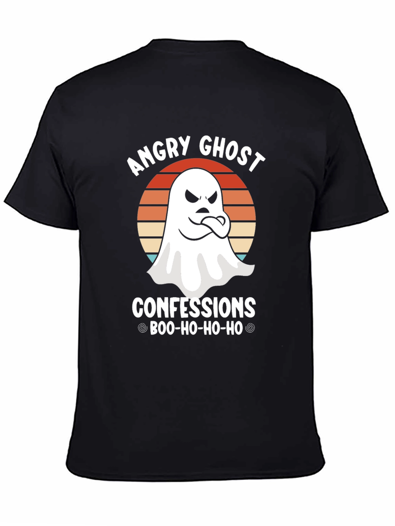 Black Angry Ghost Confessions Boo-Ho-Ho-Ho T-Shirt view 4