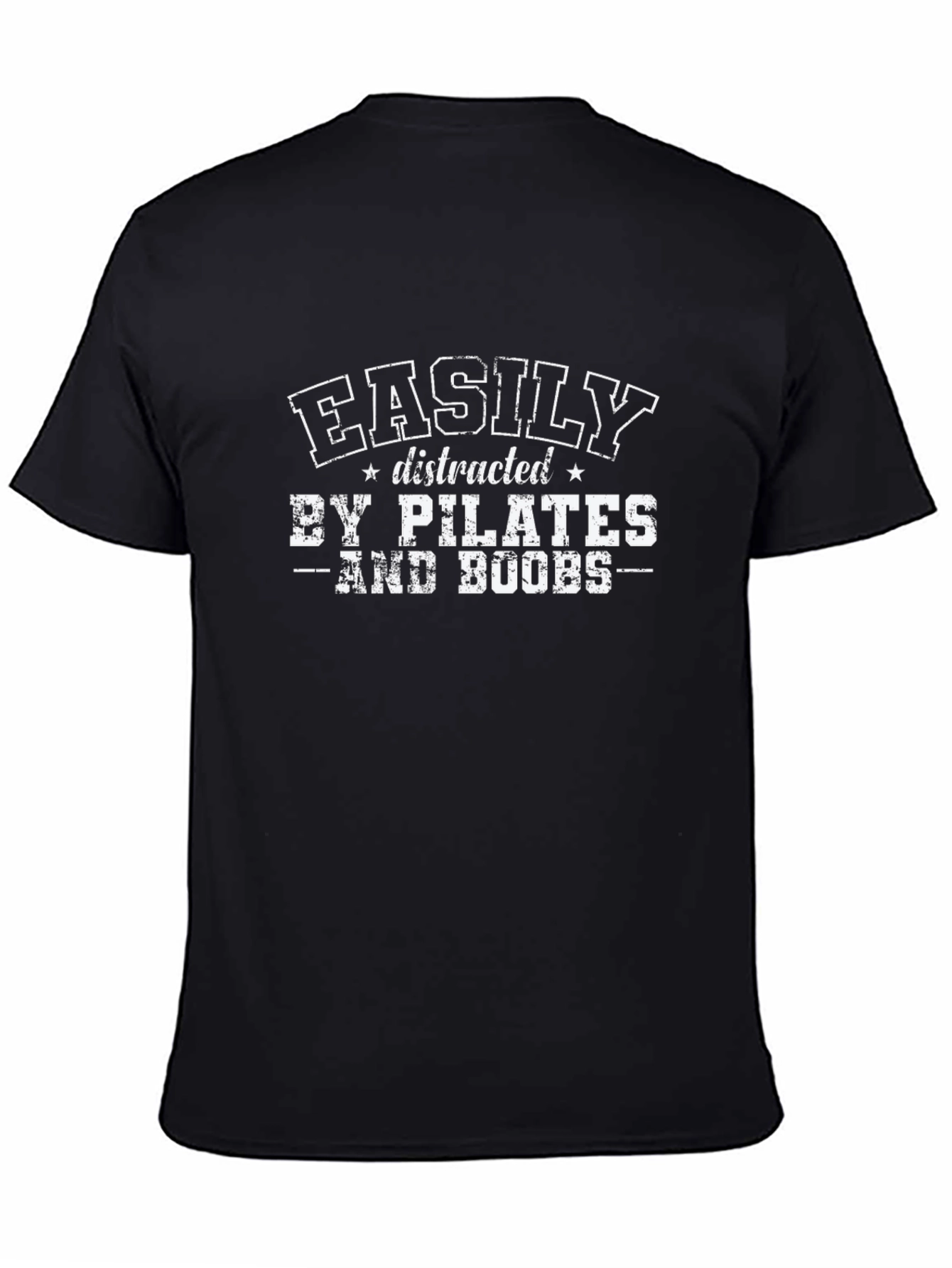 Black Easily Distracted by Pilates and Boobs T-Shirt view 4
