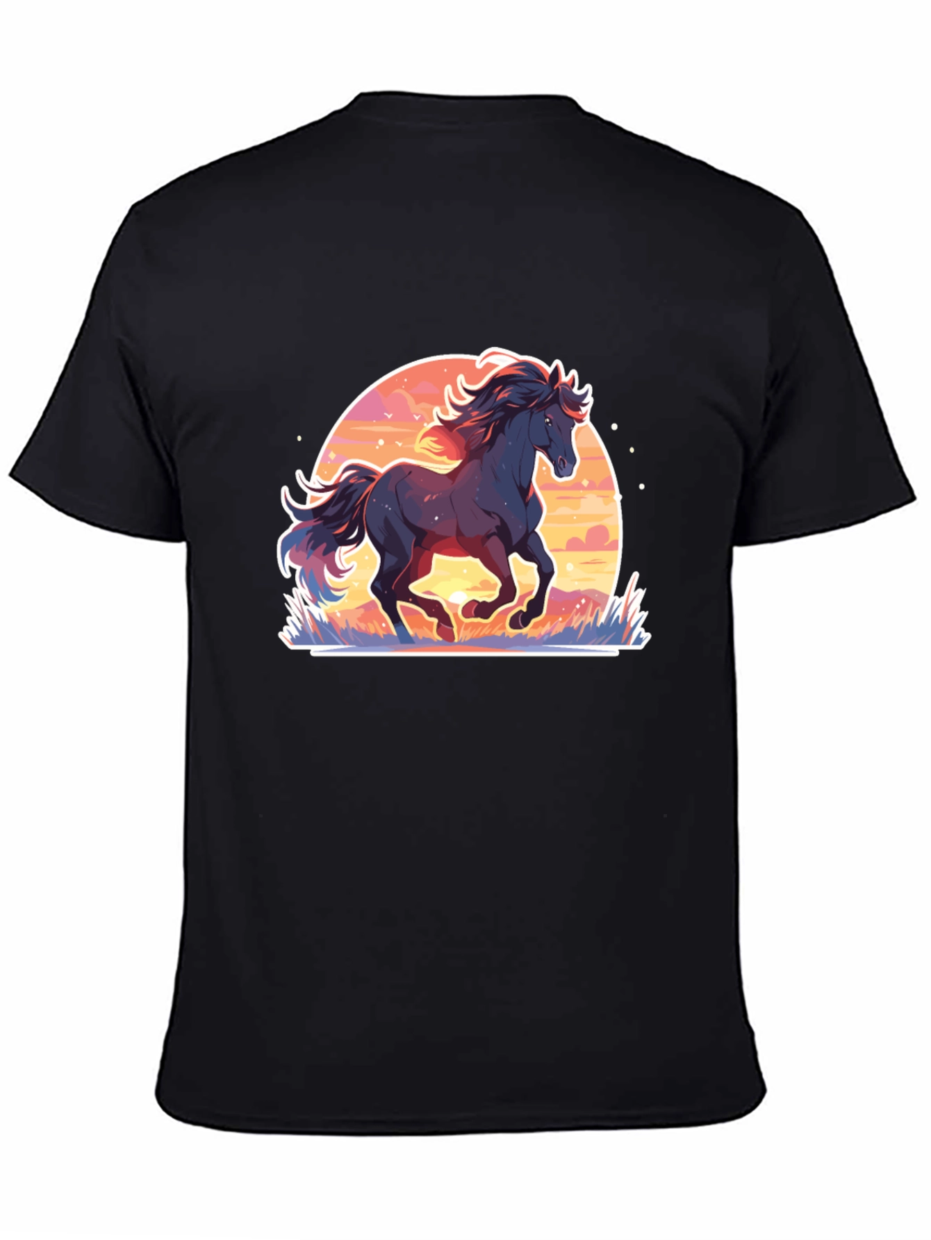 Black Majestic Horse Graphic Tee - Black Cotton Comfort view 4
