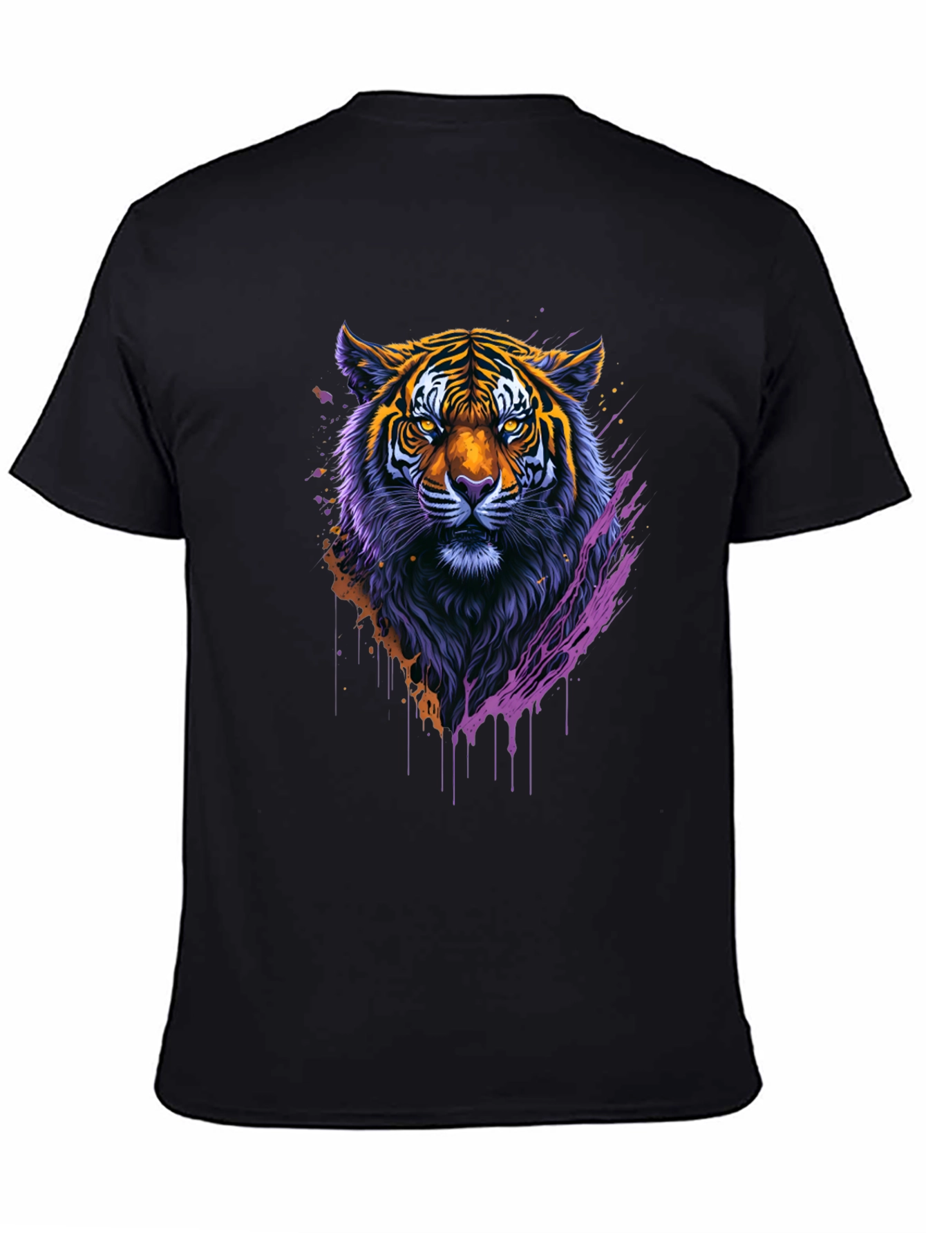 Black Vibrant Tiger Graphic Tee - Stylish Animal Print Shirt view 4