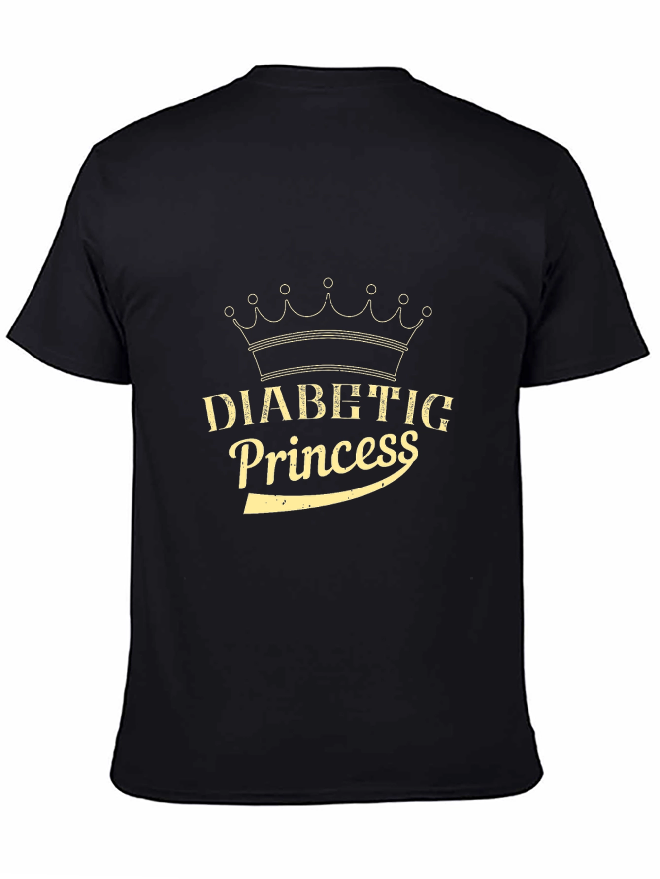 Black Diabetic Princess Graphic T-Shirt - Black Cotton Tee view 4