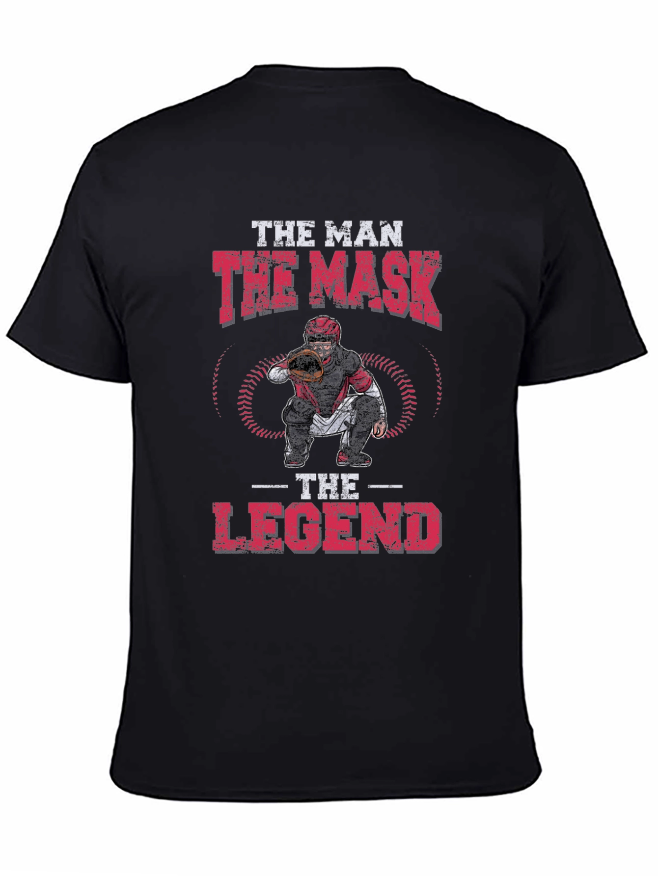 Black The Man, The Mask, The Legend Baseball Catcher Graphic Tee view 4