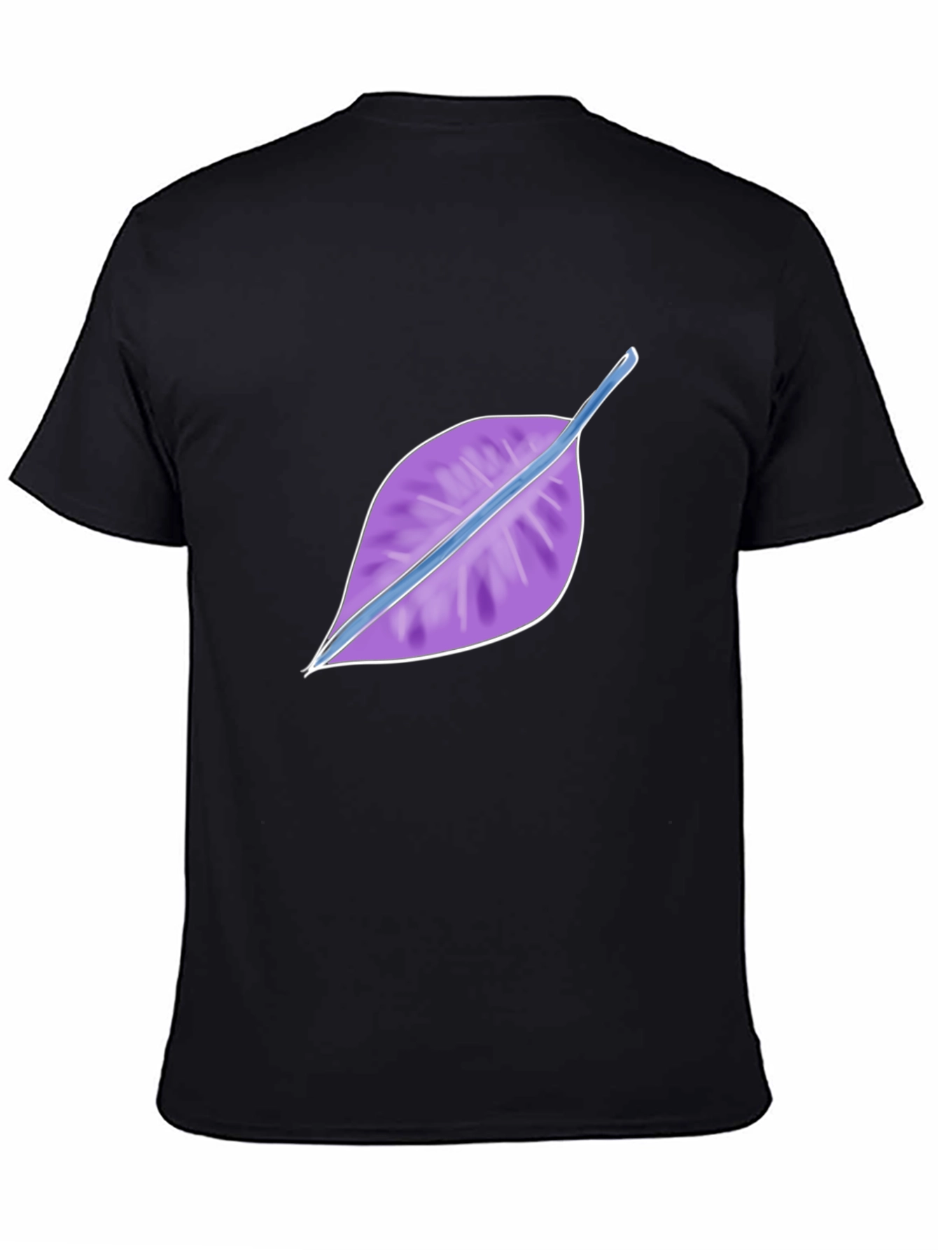 Black Leaf Design Black T-Shirt view 4