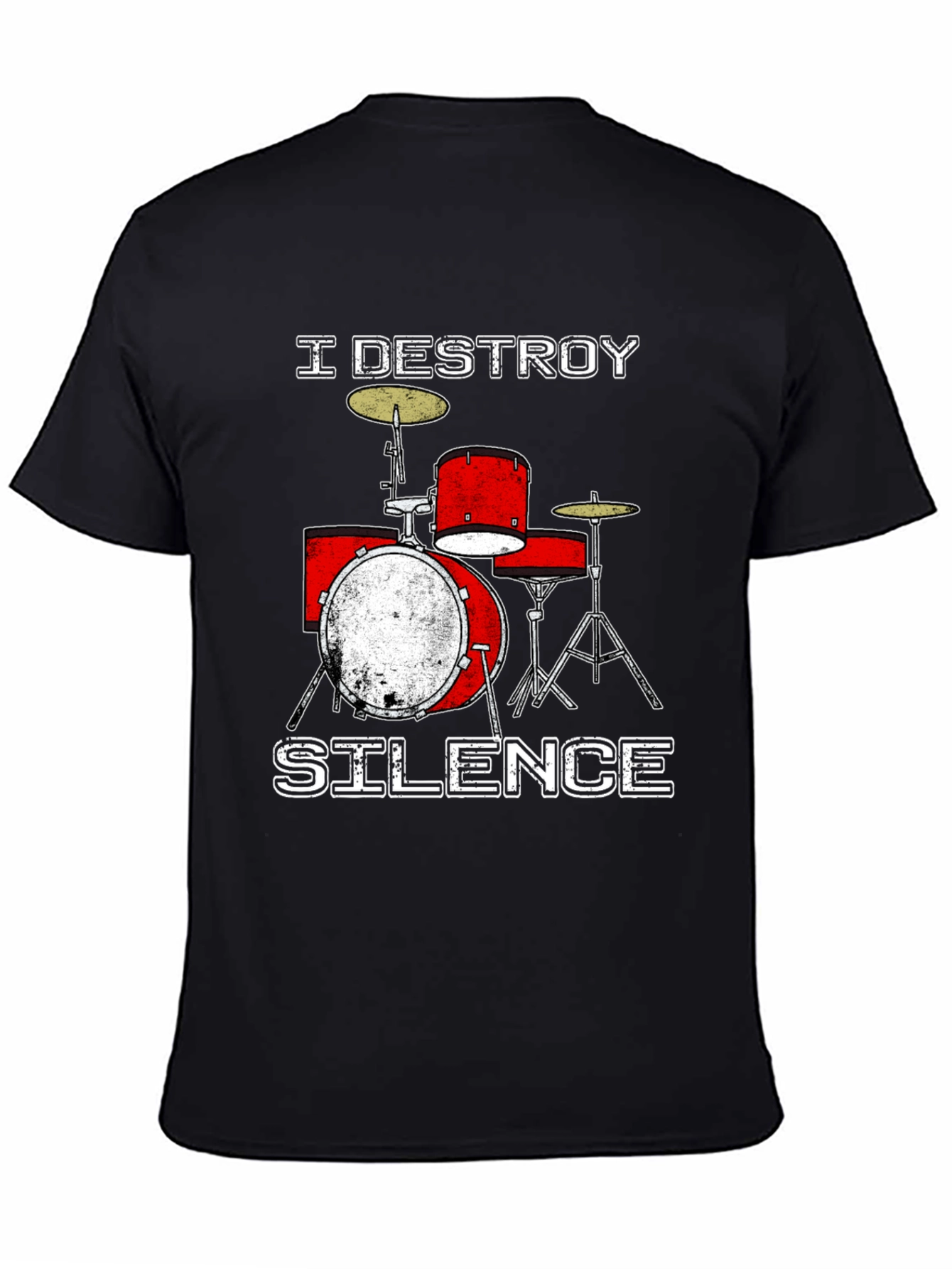 Black I Destroy Silence Drummer T-Shirt view 4