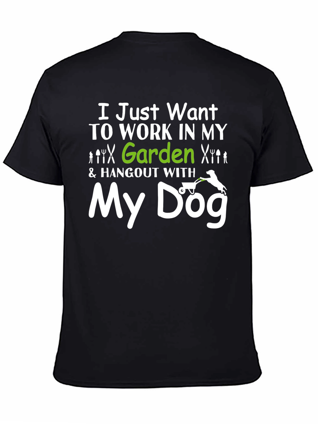 Black Gardening & Dog Lover T-Shirt - "My Dog" Design view 4