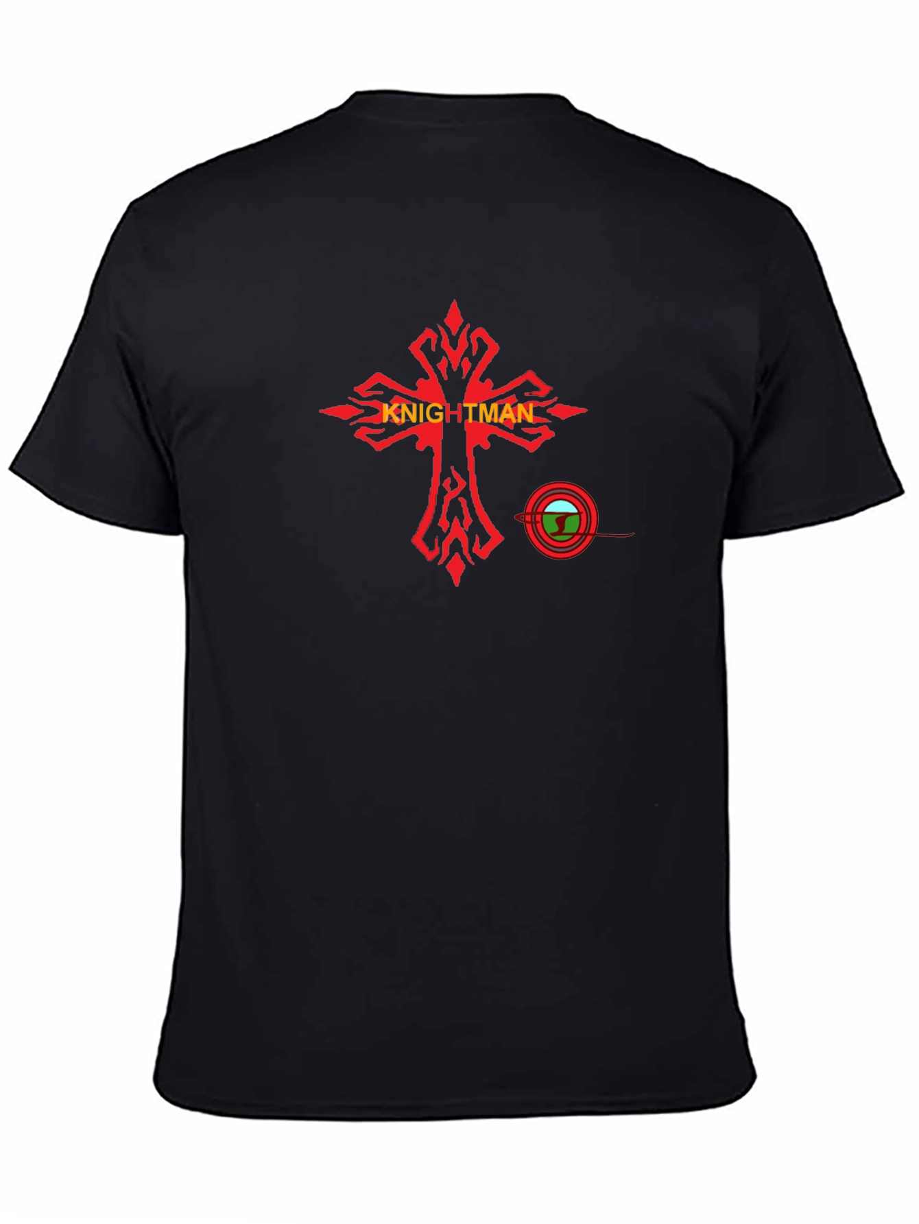 Black Knightman Graphic Tee - Black Cotton T-Shirt view 4