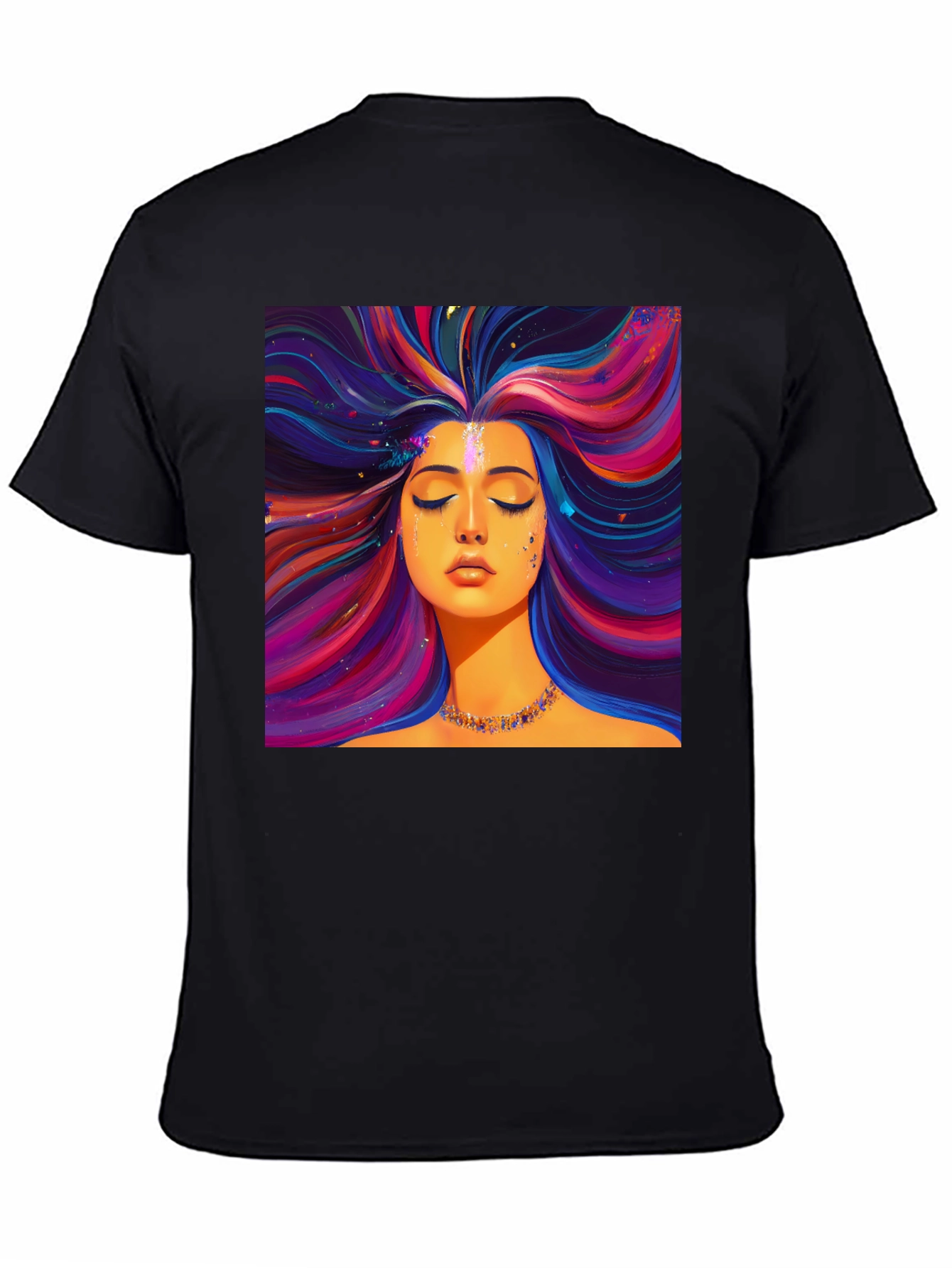 Black Vibrant Woman Graphic Black T-Shirt view 4