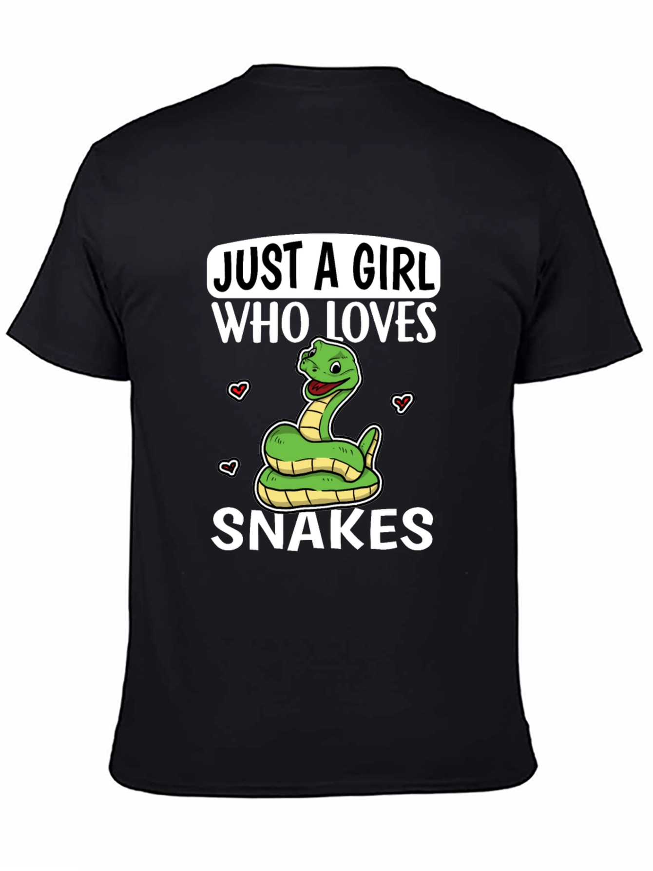 Black Just a Girl Who Loves Snakes T-Shirt view 4