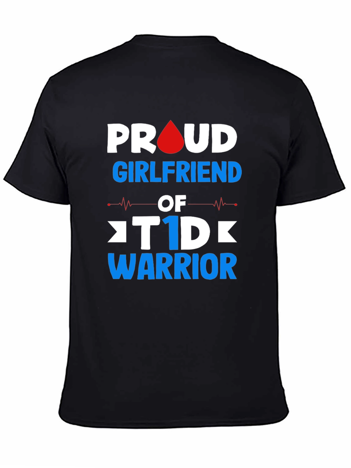 Black Proud Girlfriend T1D Warrior T-Shirt view 4