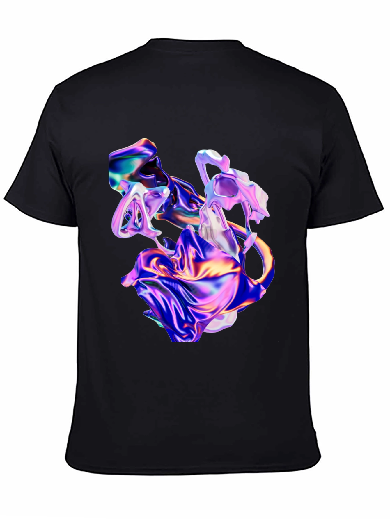 Black Iridescent Abstract Art Black T-Shirt view 4