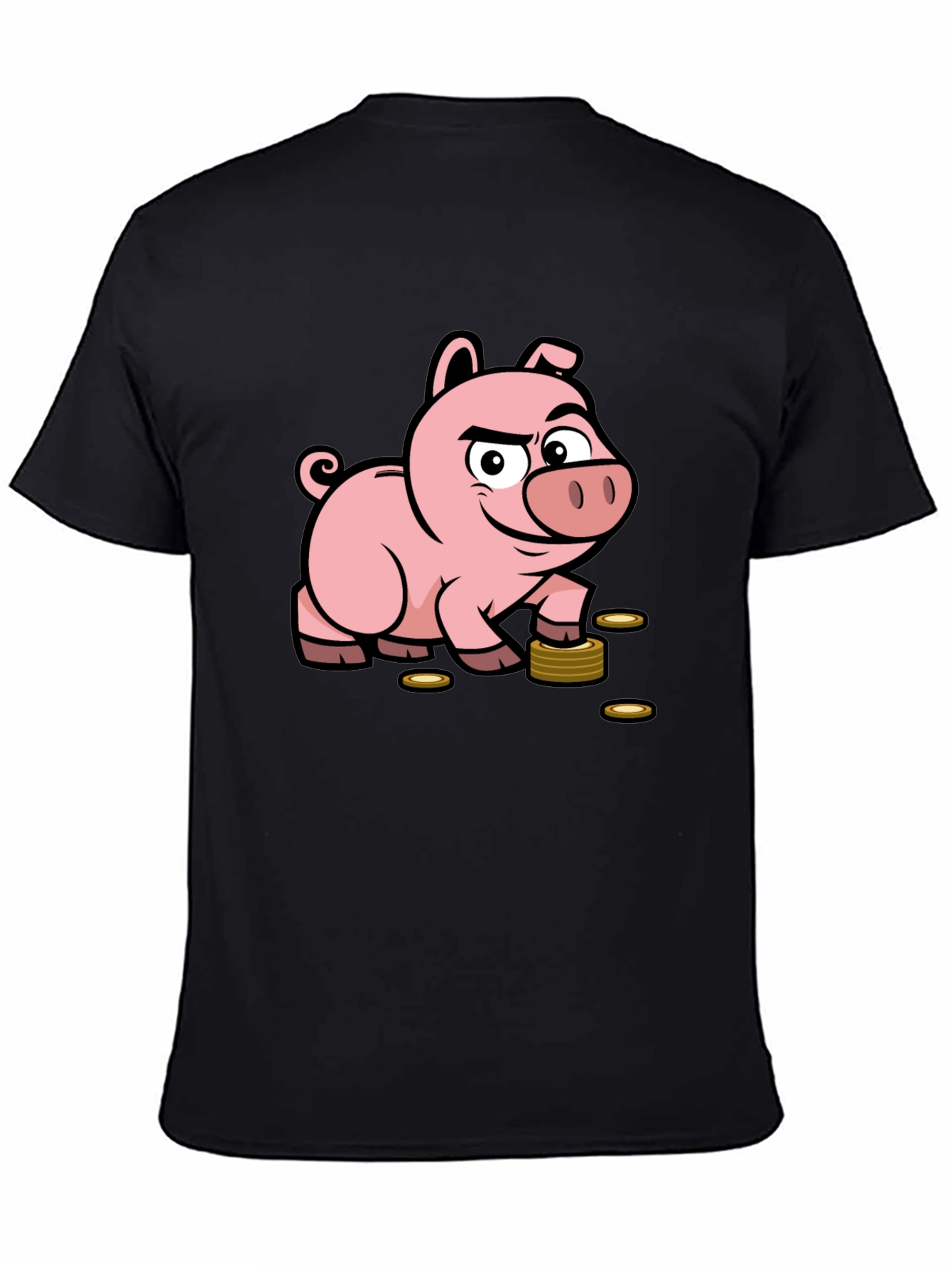 Black Piggy Bank Funny T-Shirt view 4