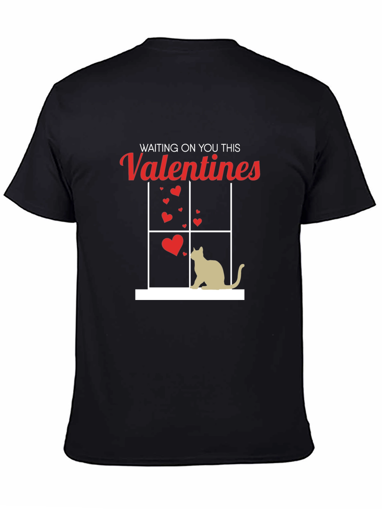 Black Waiting on You This Valentines T-Shirt - Cat Lover Tee view 4