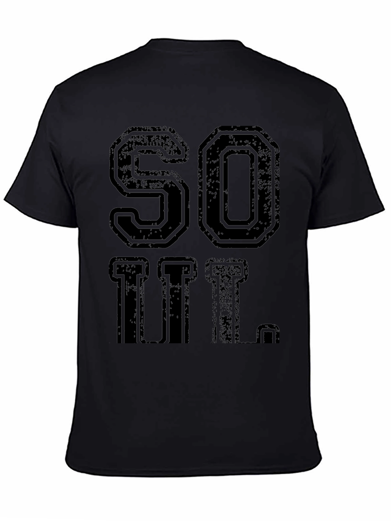 Black Vintage Style SOUL Black Graphic T-Shirt view 4