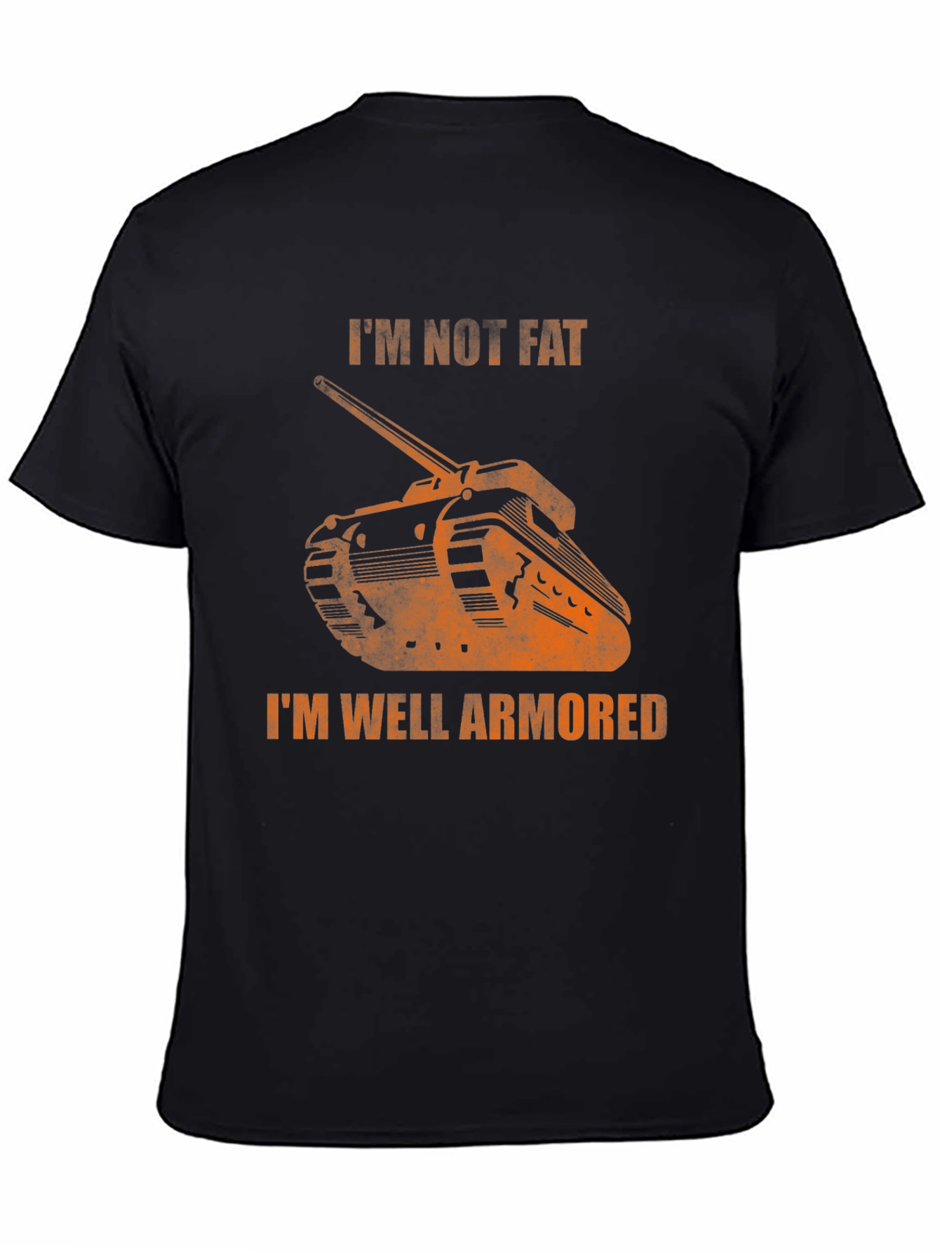 Black Funny Tank Graphic T-Shirt: I'm Not Fat, I'm Well Armored view 4