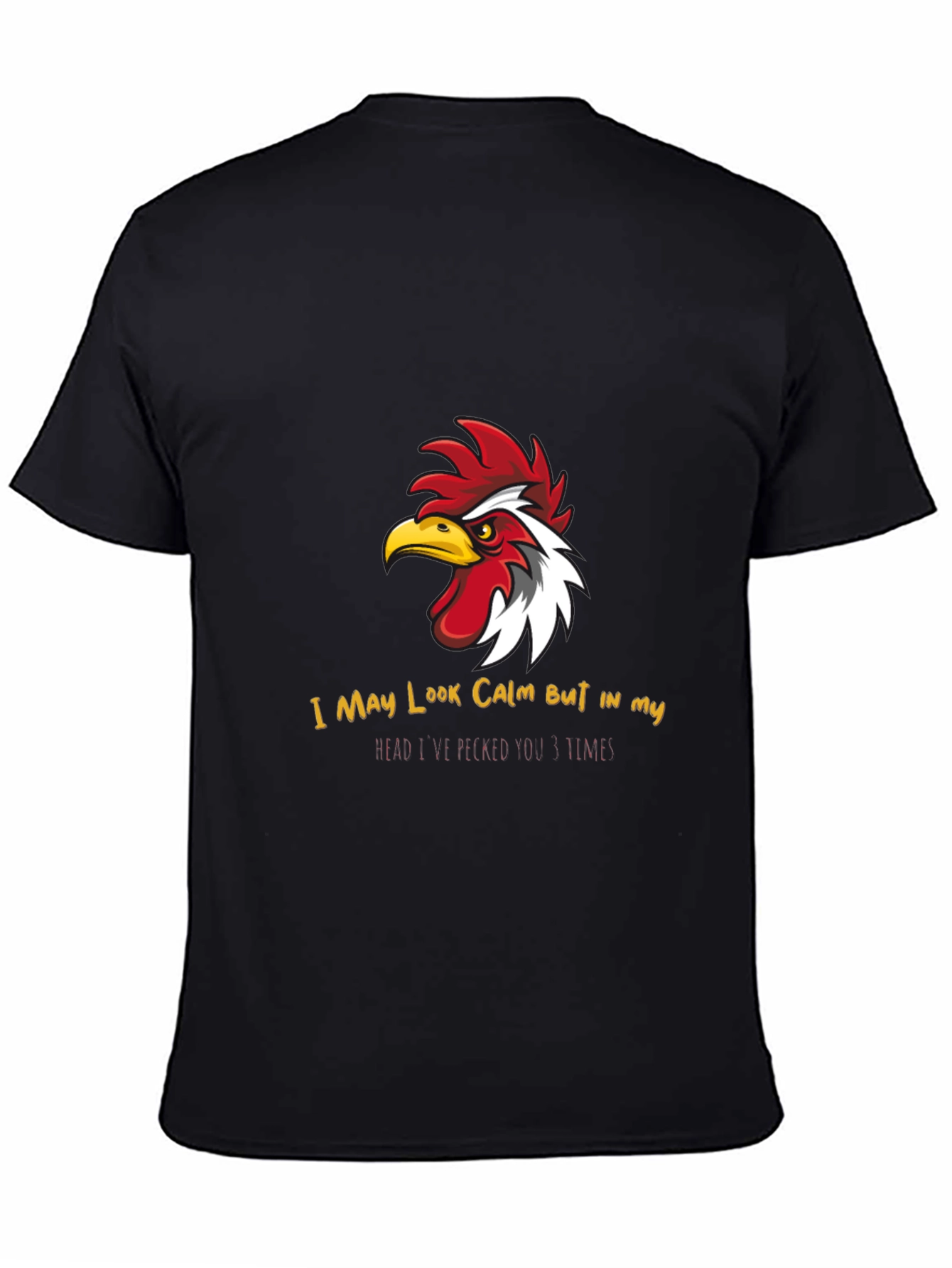 Black Calm Chicken Graphic Tee - Funny Rooster T-Shirt view 4