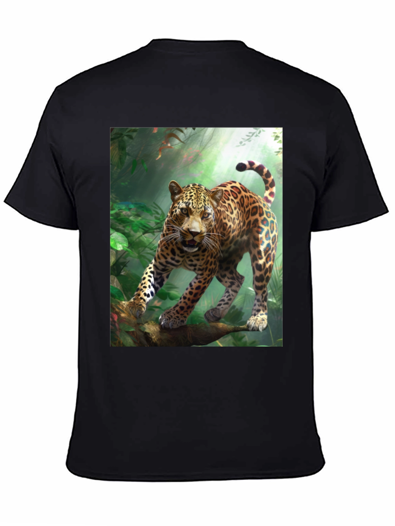 Black Leopard Jungle Graphic Tee - Wild Animal Print view 4