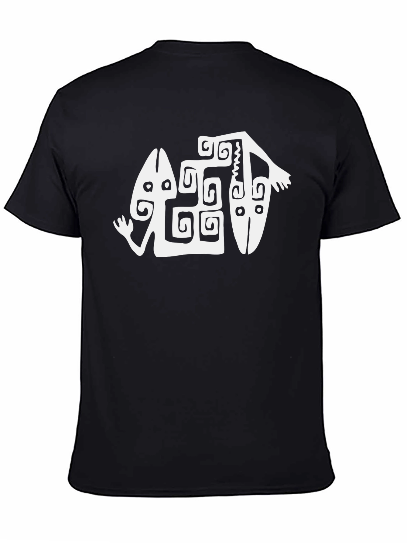Black Tribal Art Graphic Tee - Black Cotton Blend view 4