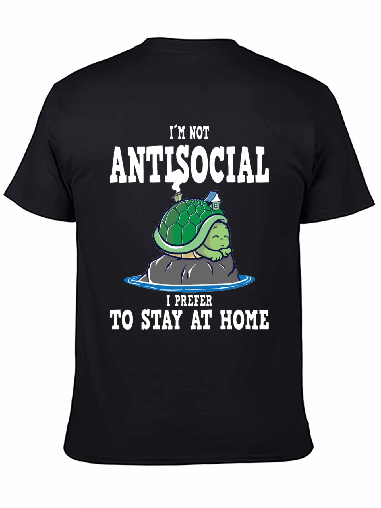 Black Antisocial Turtle Homebody T-Shirt view 4