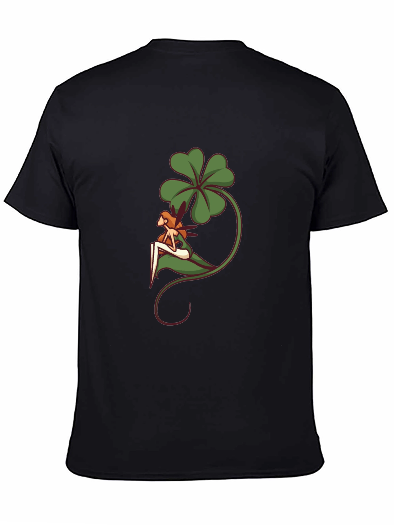 Black Lucky Fairy Graphic T-Shirt - Black Cotton Tee view 4