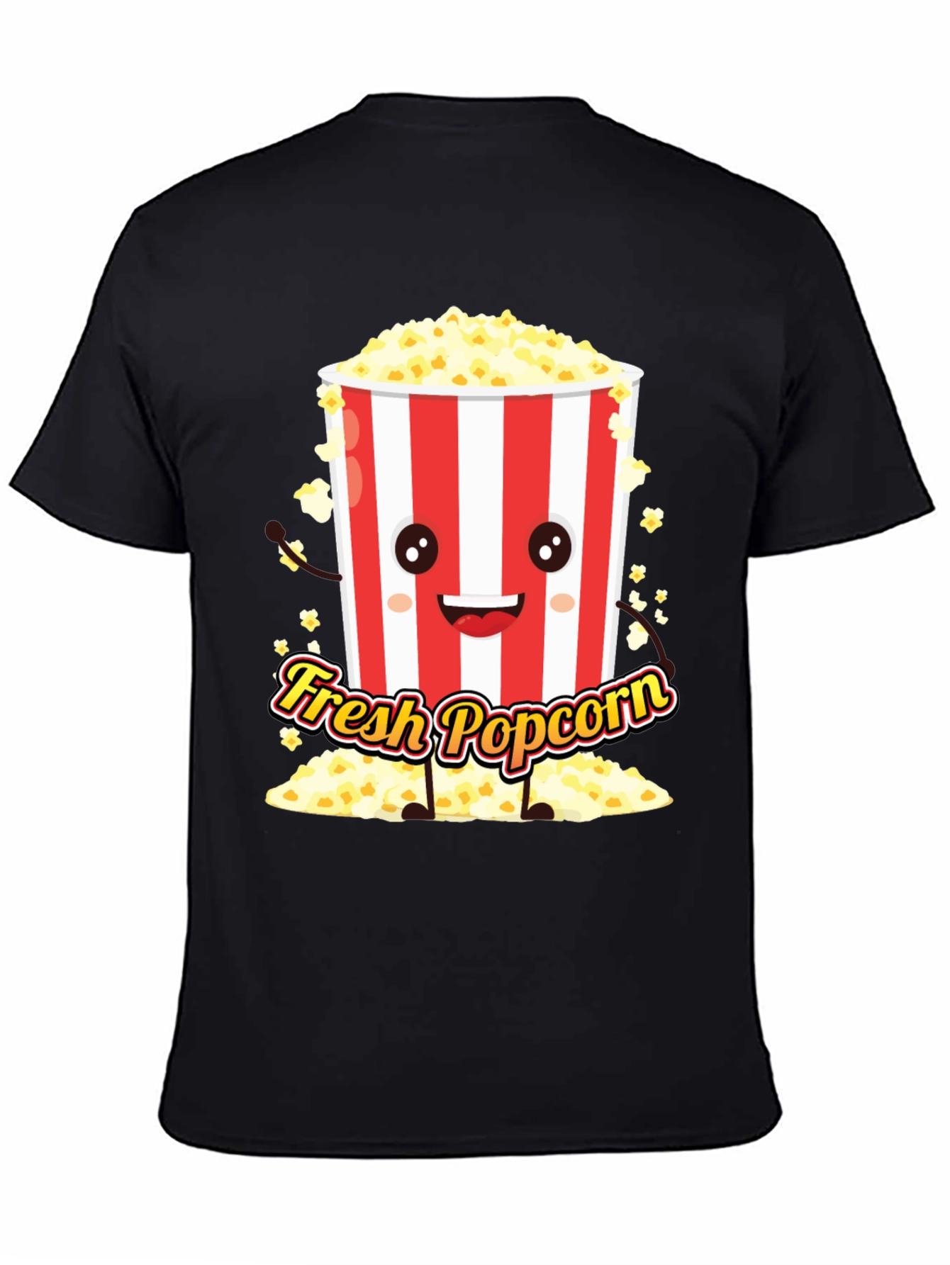 Black Fresh Popcorn Graphic Tee - Movie Night Shirt view 4