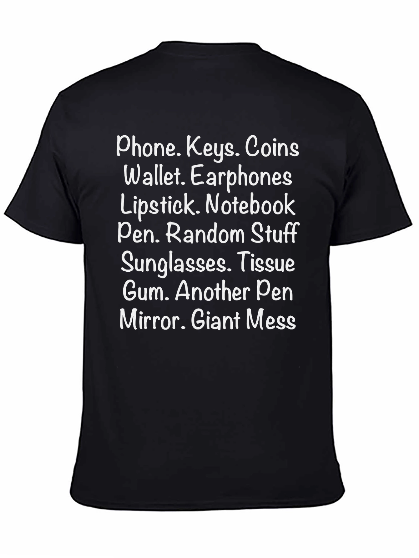 Black Funny Graphic T-Shirt: Pocket Contents Humor view 4