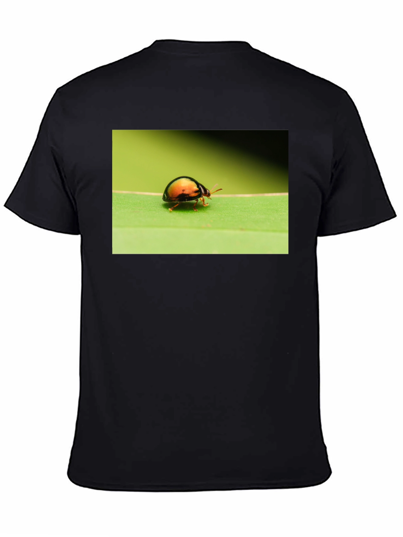 Black Bug on Leaf Graphic Tee - Black Unisex T-Shirt view 4