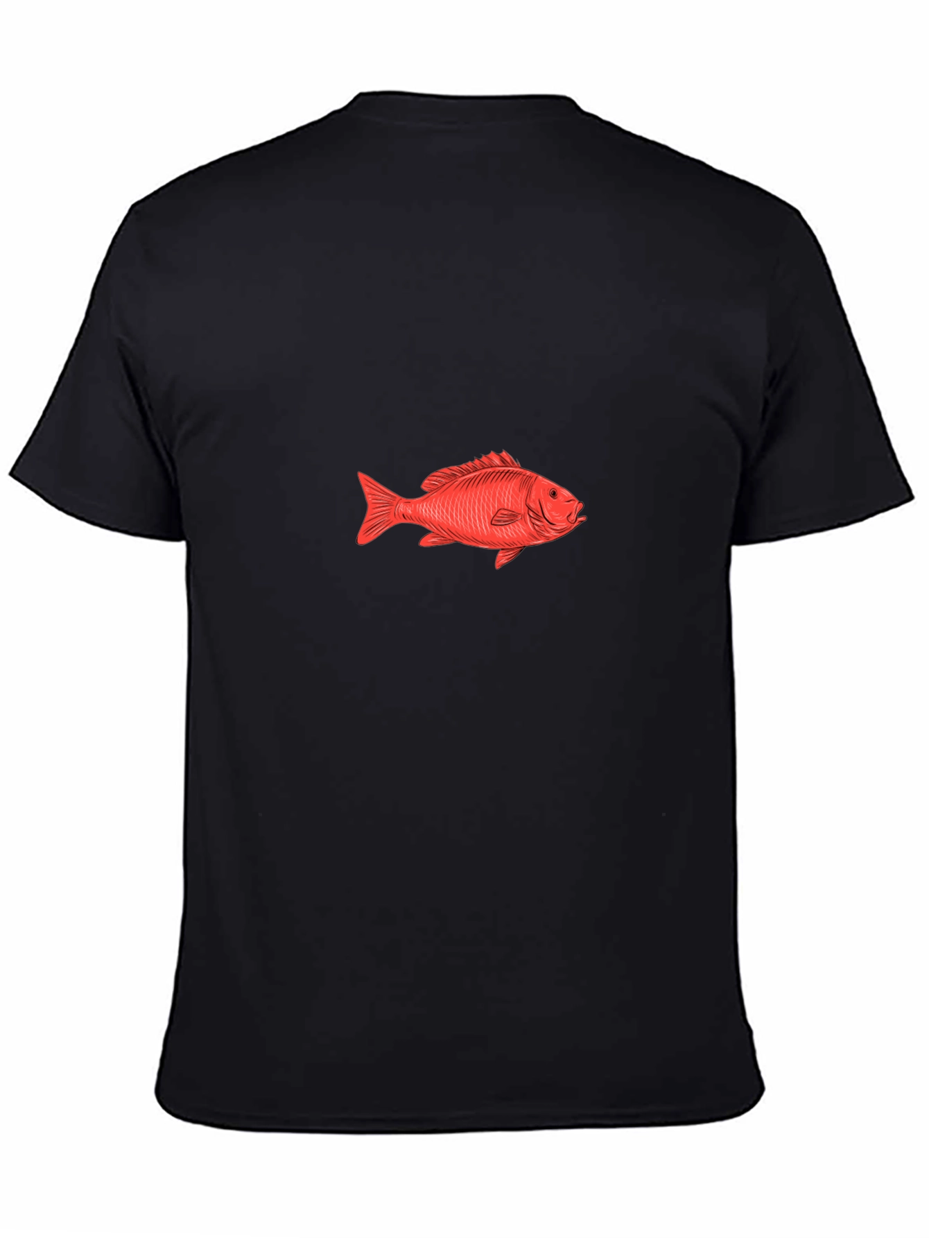 Black Red Fish Graphic Tee - Black Cotton T-Shirt view 4