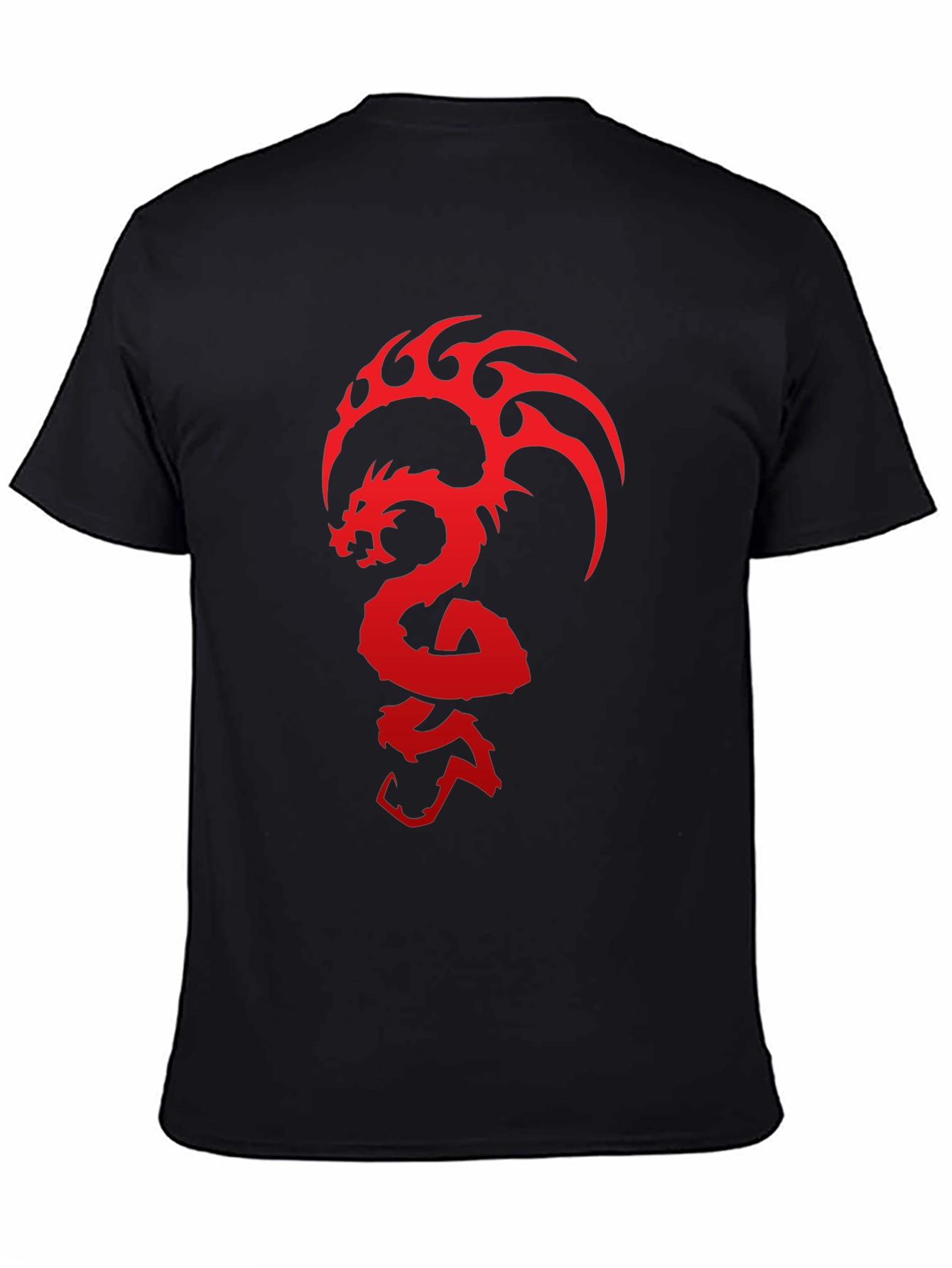 Black Dragon Graphic T-Shirt - Bold Red Design on Black Cotton Tee view 4