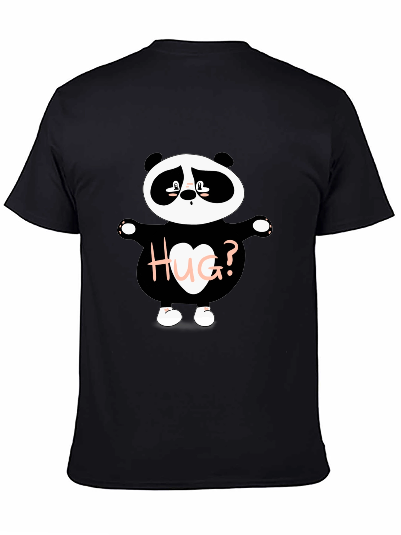 Black Cute Panda 'Hug?' Graphic T-Shirt view 4